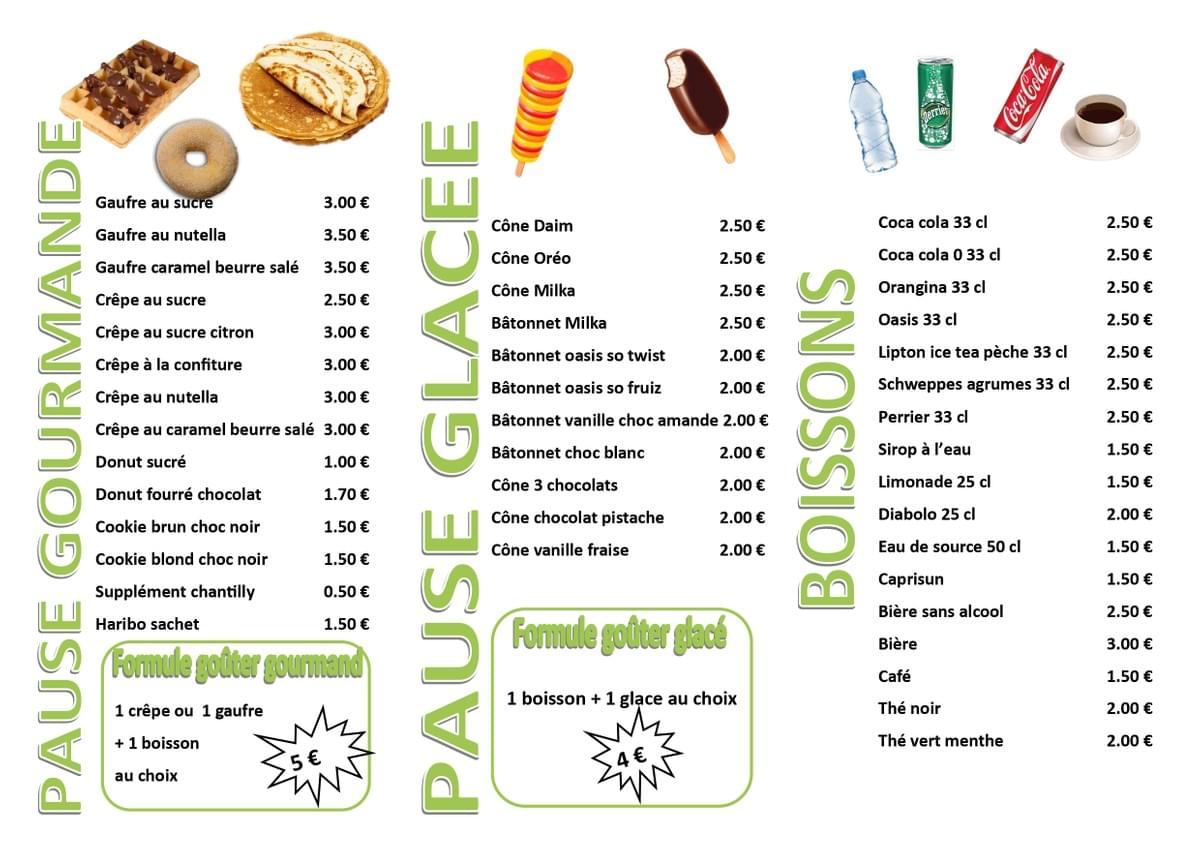 Carte snack pralo - Aqu'ice Carte snack pralo - Aqu'ice
