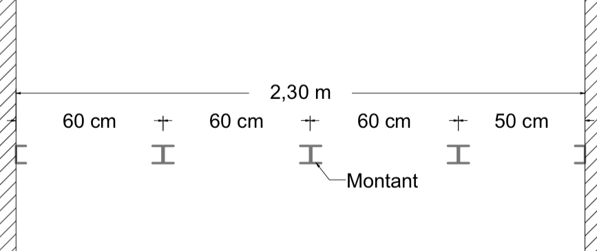 Calepinage des montants d'une cloison acoustique
