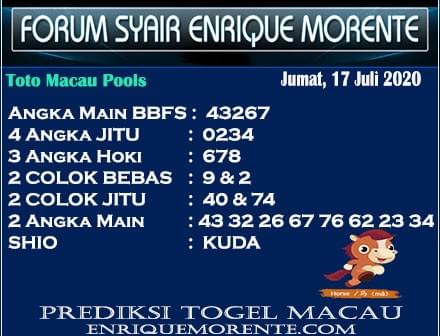 Bocoran Togel Jumat 17 Juli 2020 - Prediksi Togel Macau...