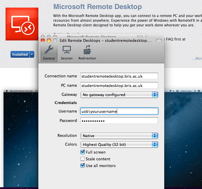 miscrosoft remote desktop connection client for mac