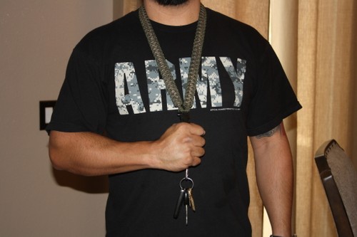 Army Inspired Paracord Lanyard - OD Green and Woodland Camo