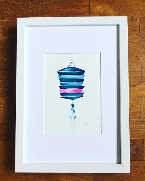Pink slatted lantern, small