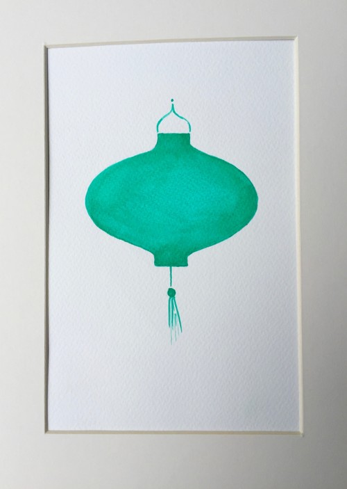 Green oval lantern small