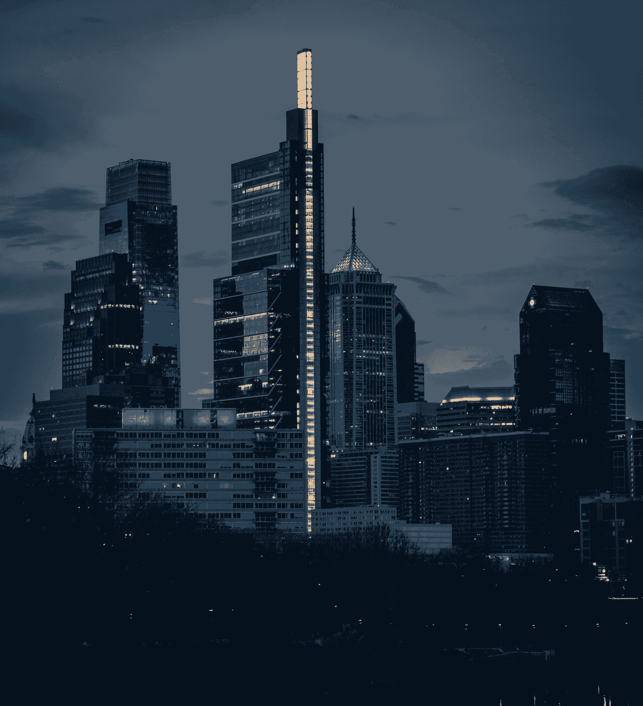 Modern skyline illuminated by advanced LED technology in smart cities