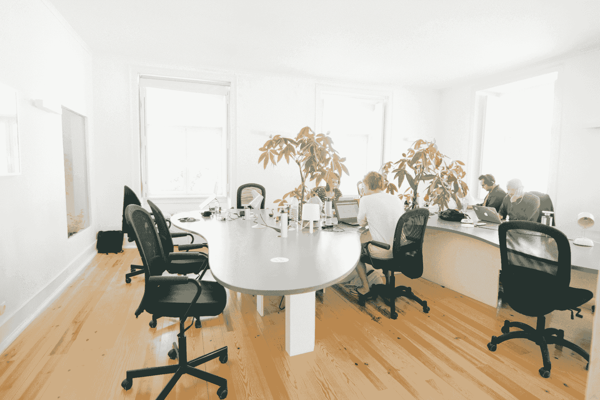 Construction site office meeting room setup