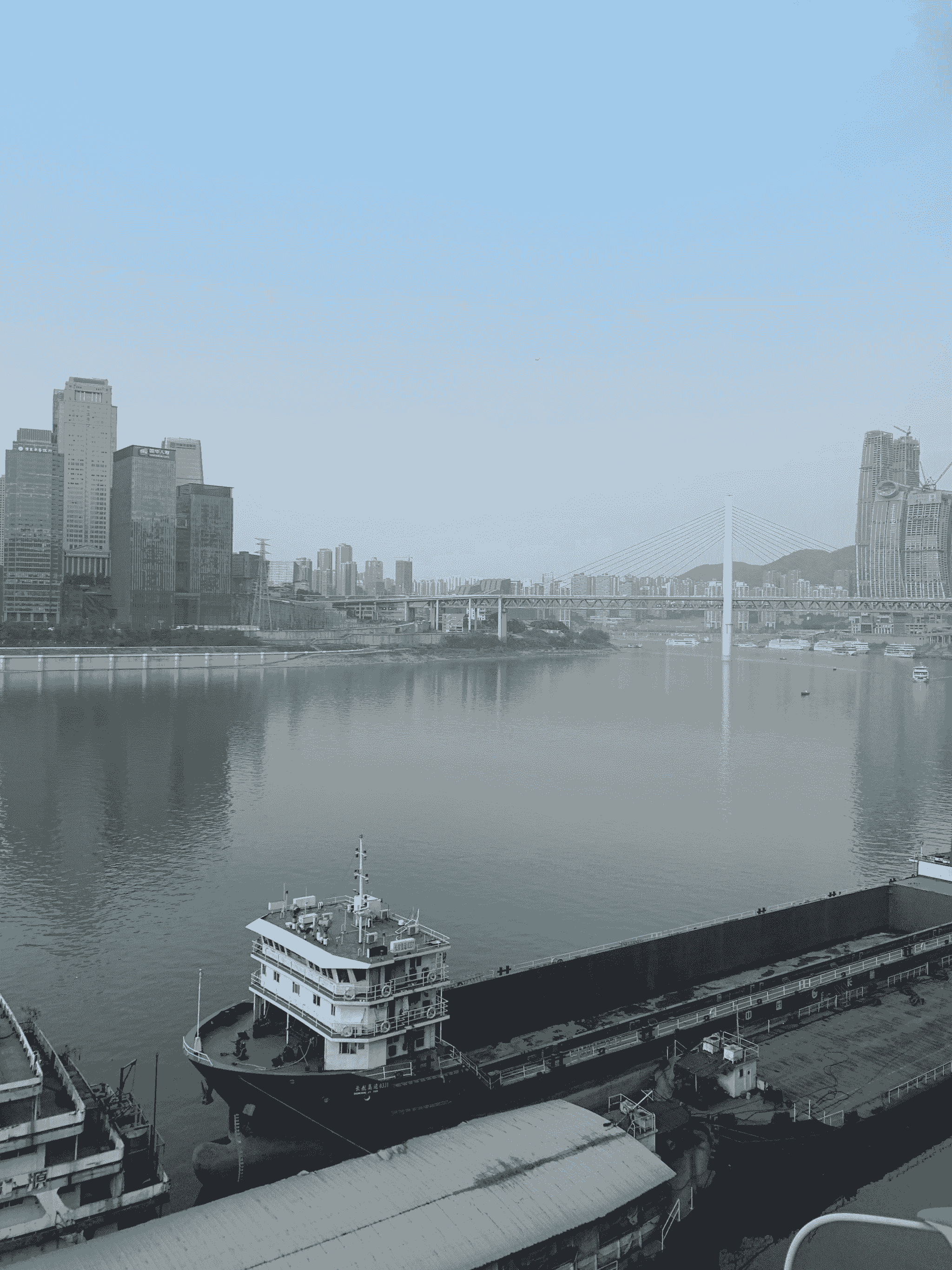 Busy shipping port with cargo containers