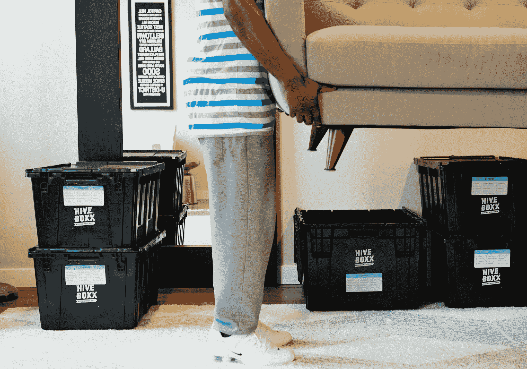 flat pack storage container showcased in stylish living room
