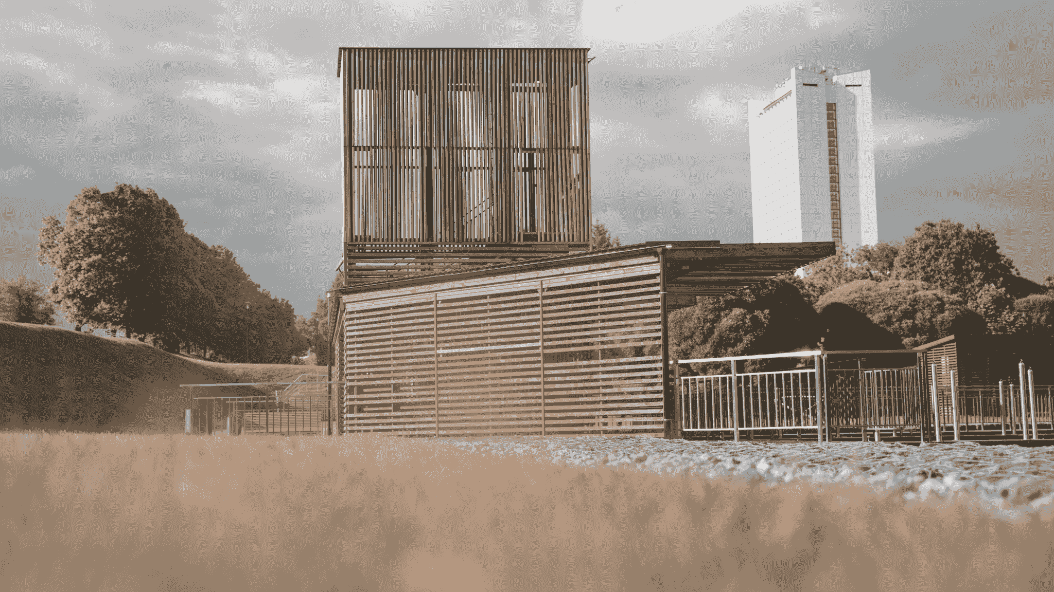 Durable modular temporary building constructed with high-quality materials