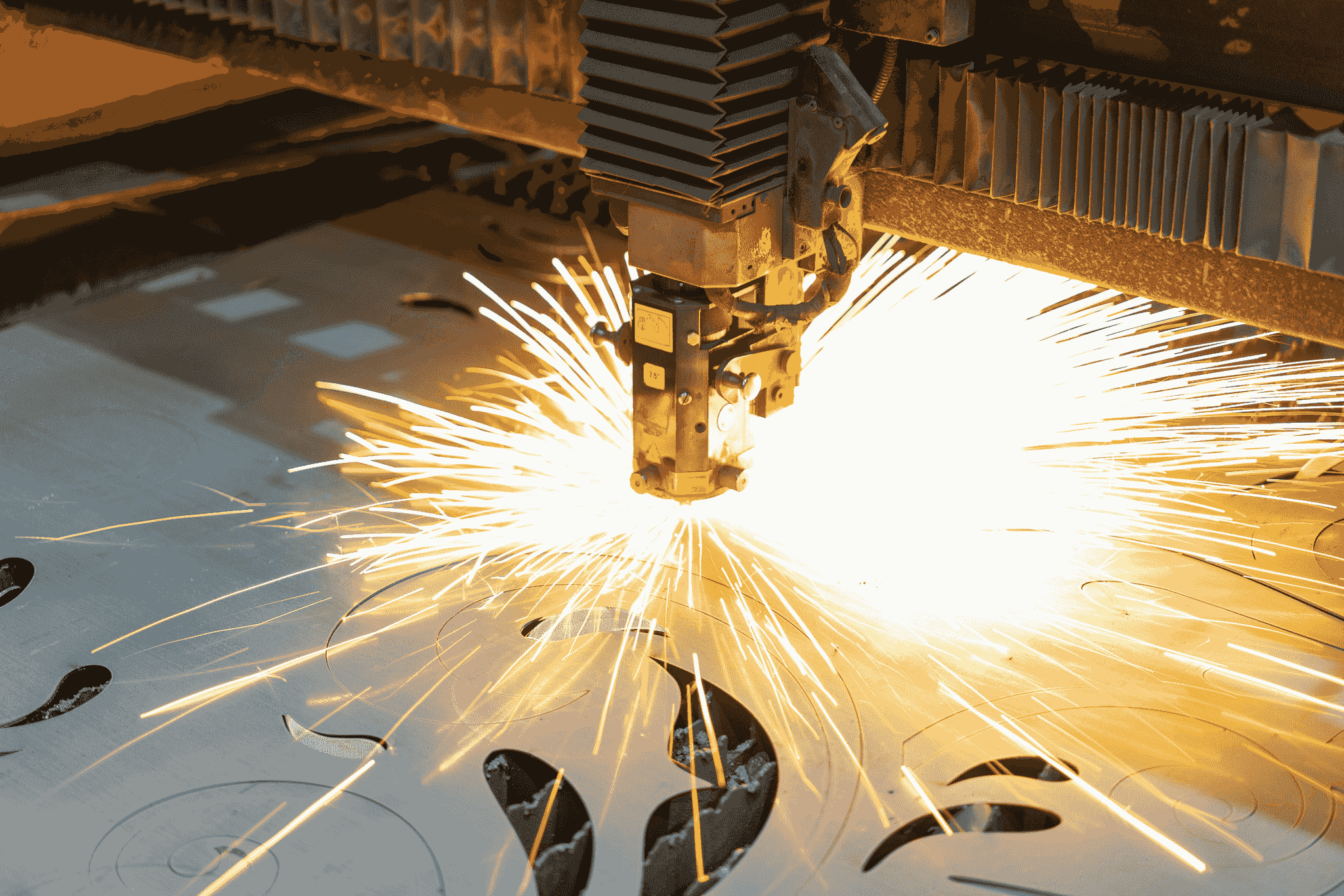 laser cutting machine for metal at work