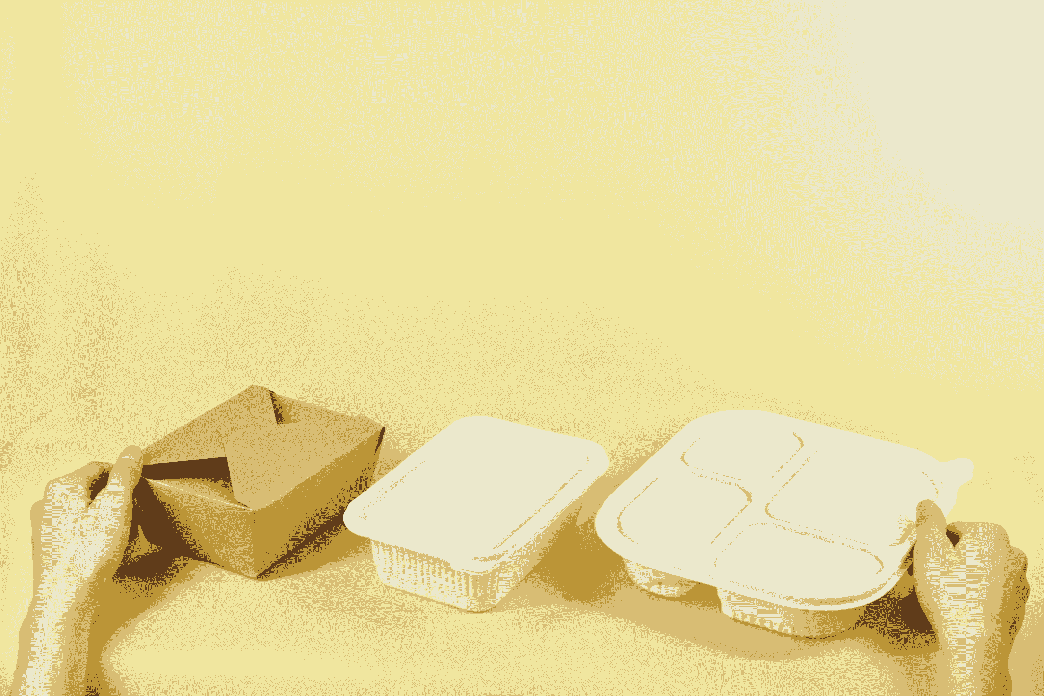 Different takeout container sizes including 8 oz and 32 oz options.