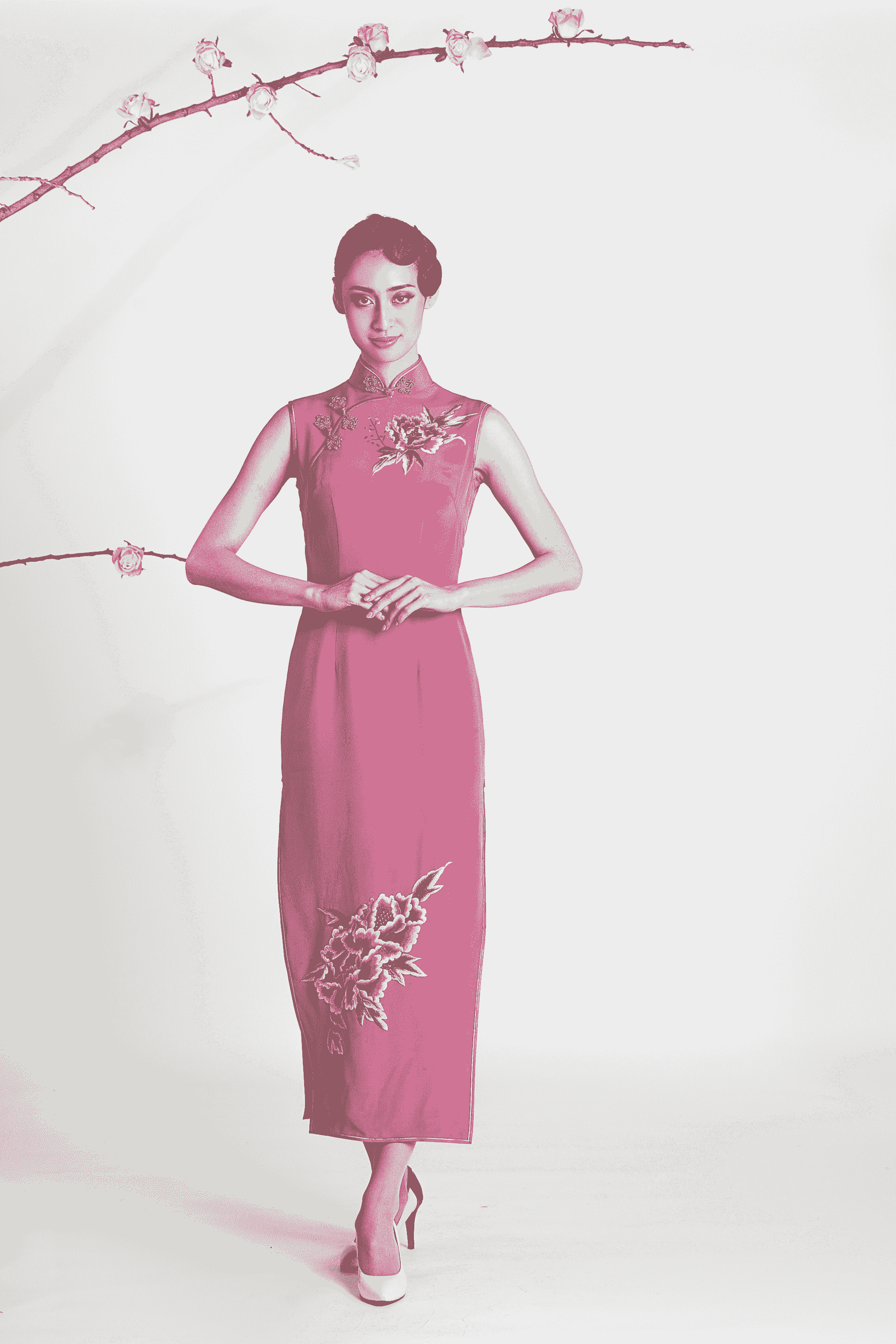 Clothing made in China - Modern qipao-inspired dress with intricate embroidery