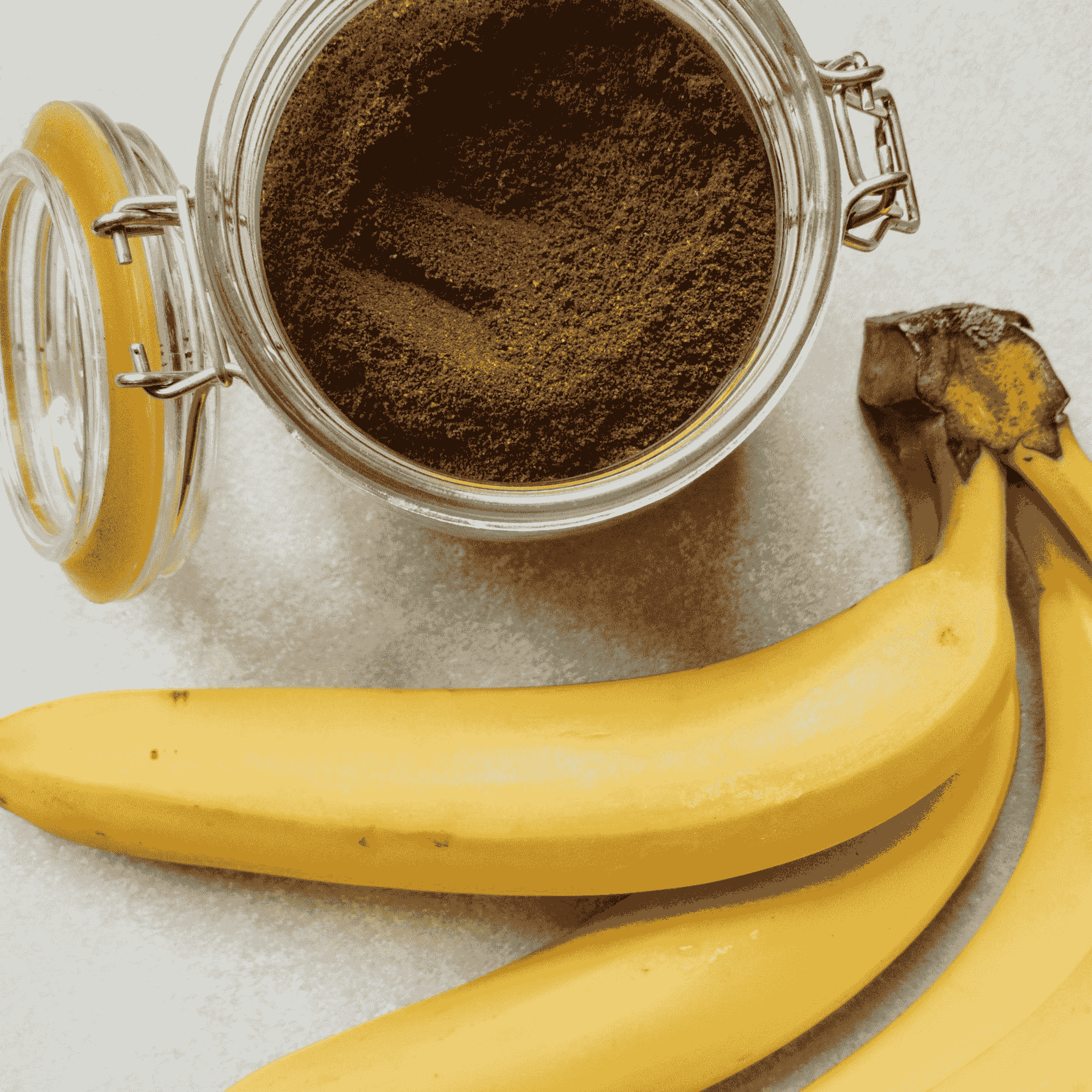 freshly made freeze dried banana chips ready for mixing