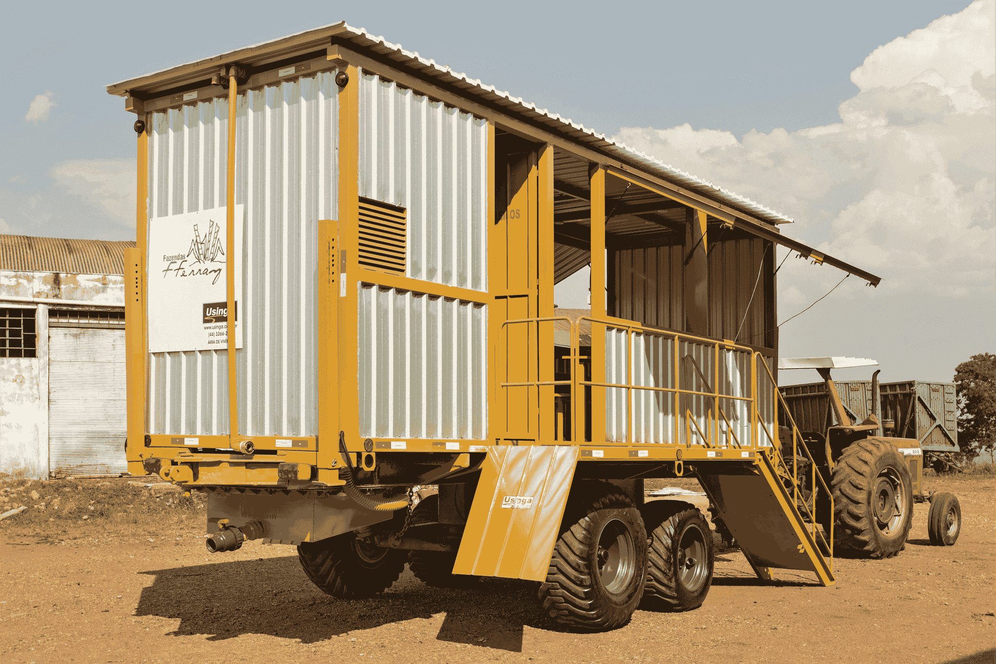 Detachable container house being transported on a truck