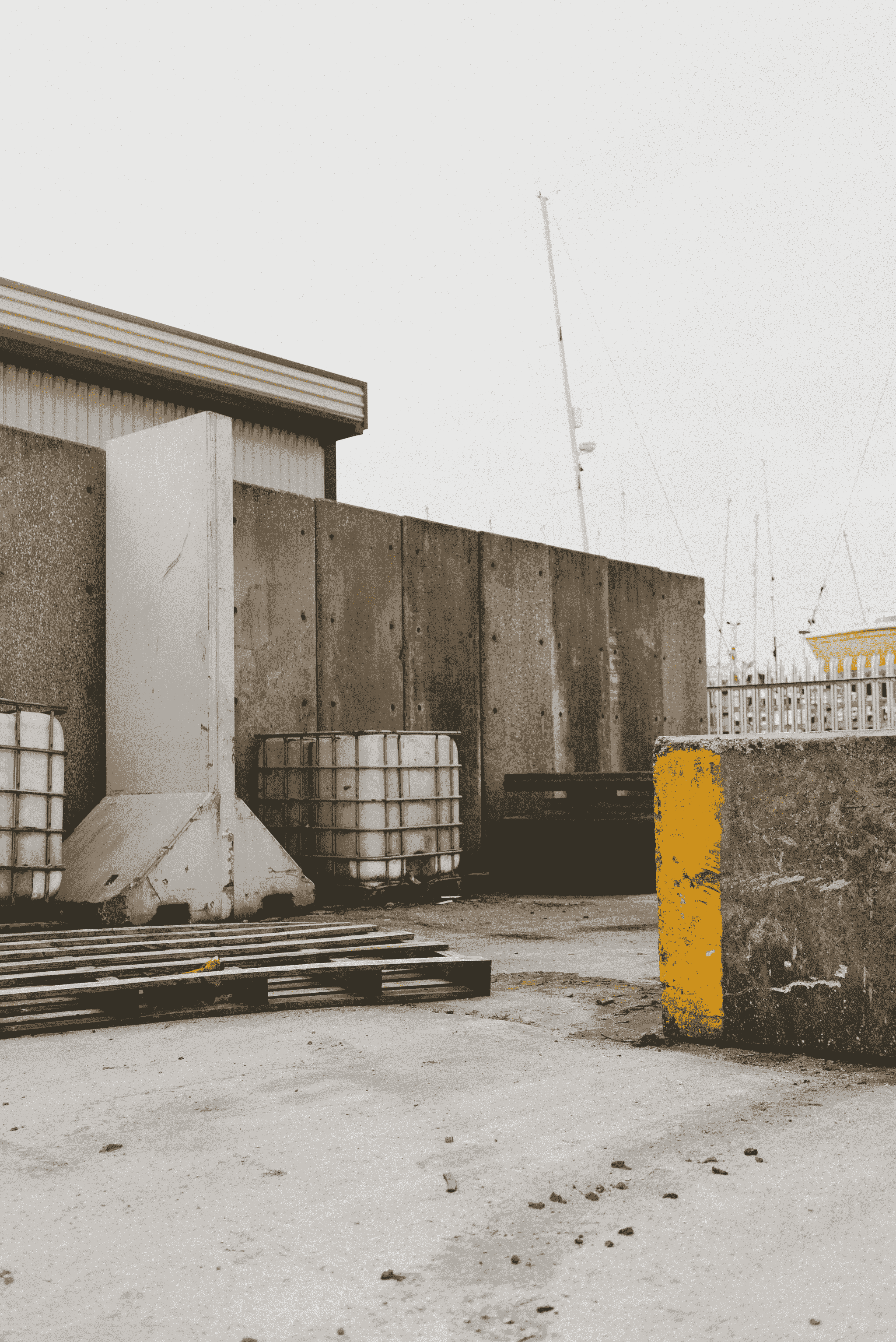 Durable construction container with reinforced walls for weather resistance.