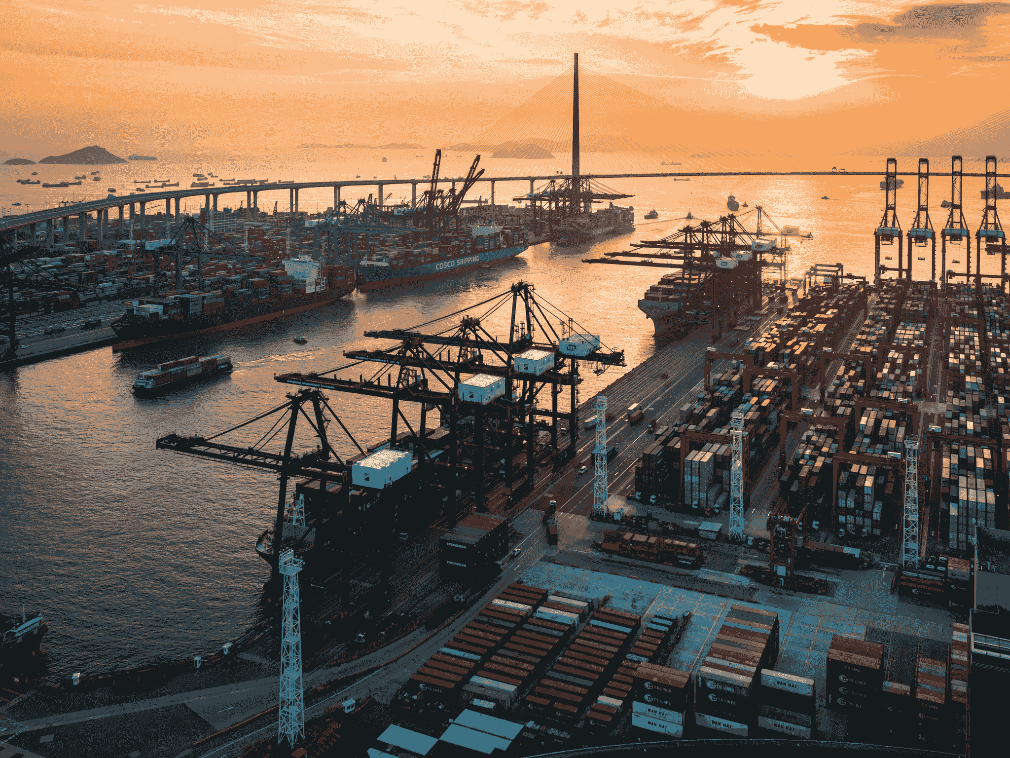 Busy shipping port in China