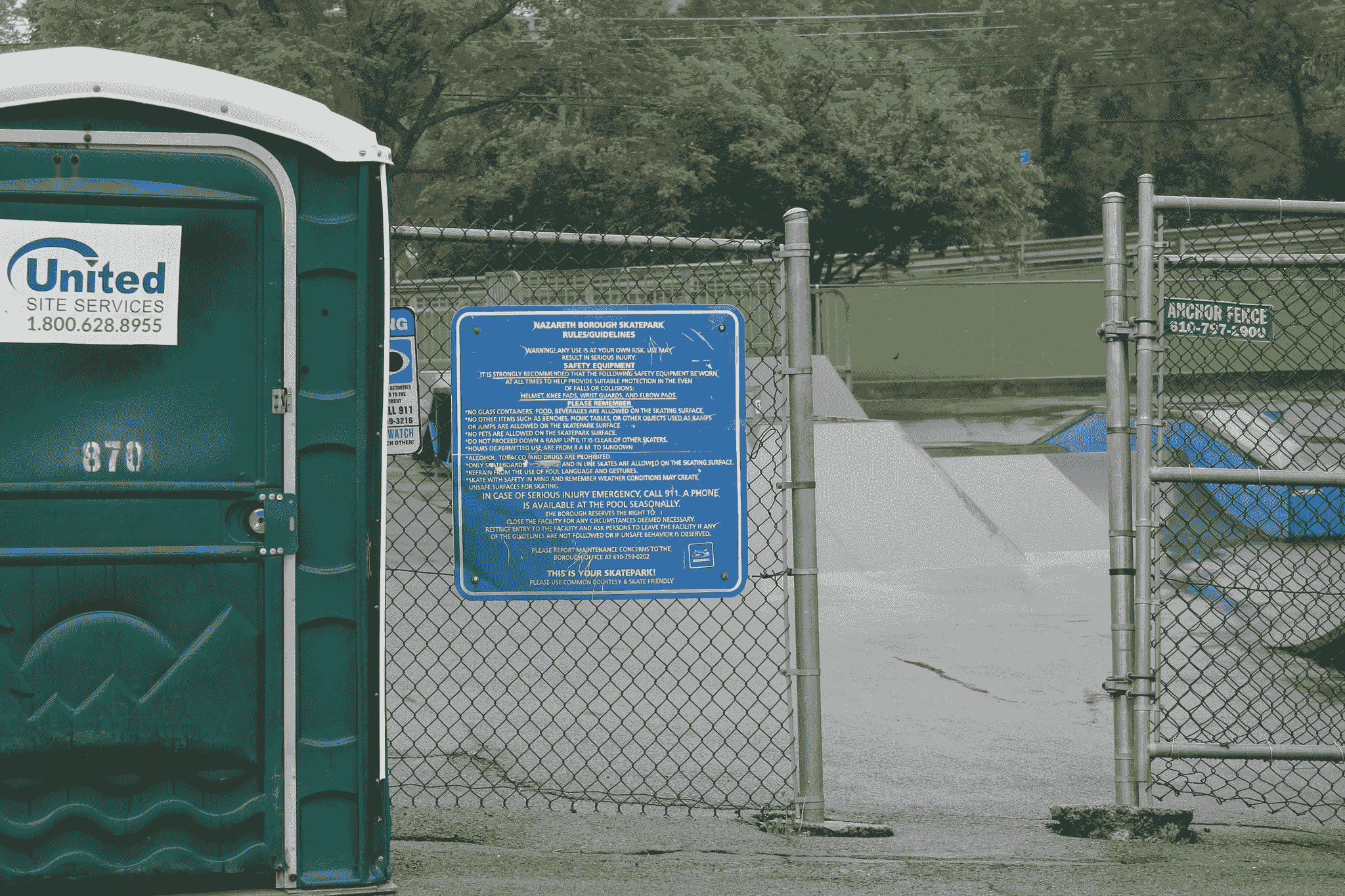 temporary toilet inspection at construction site