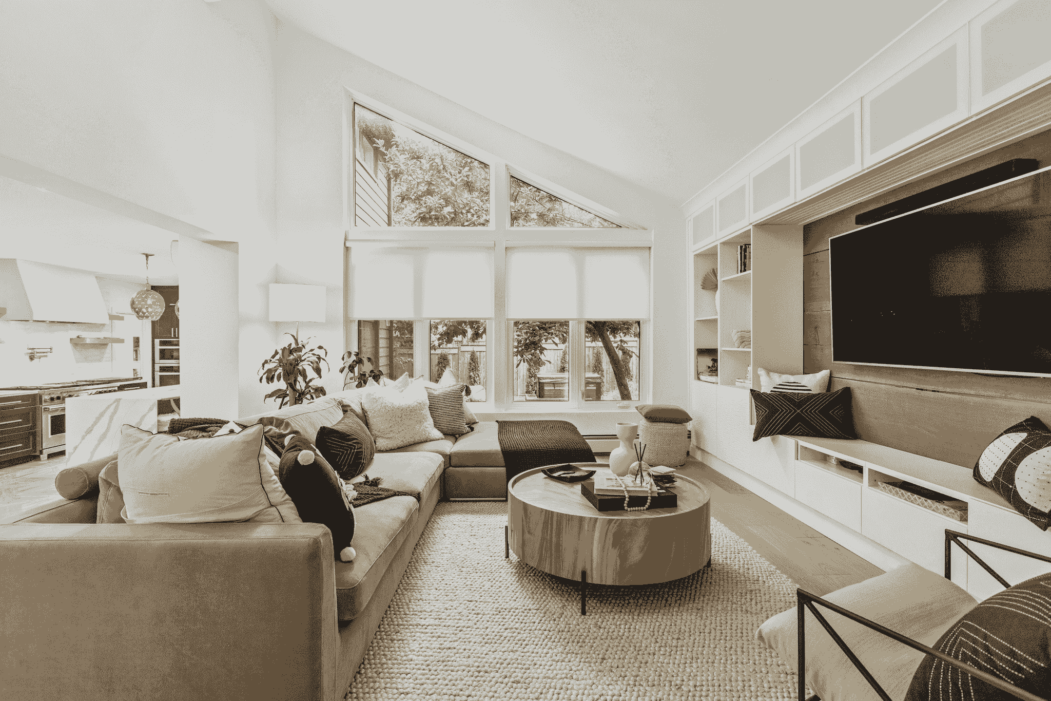 Fluted panel TV wall enhancing modern living space