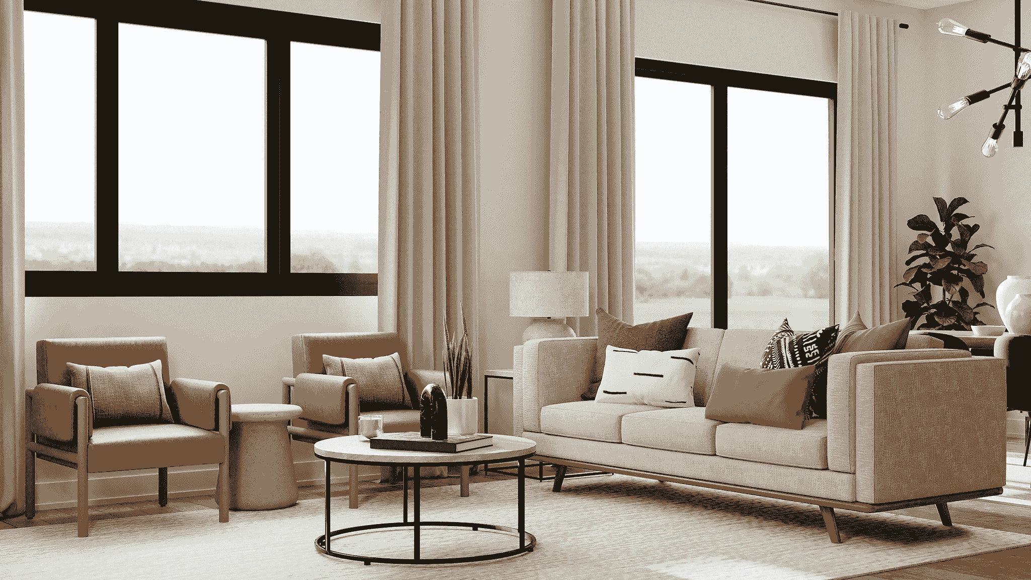 Stylish and functional living room in large shipping container home