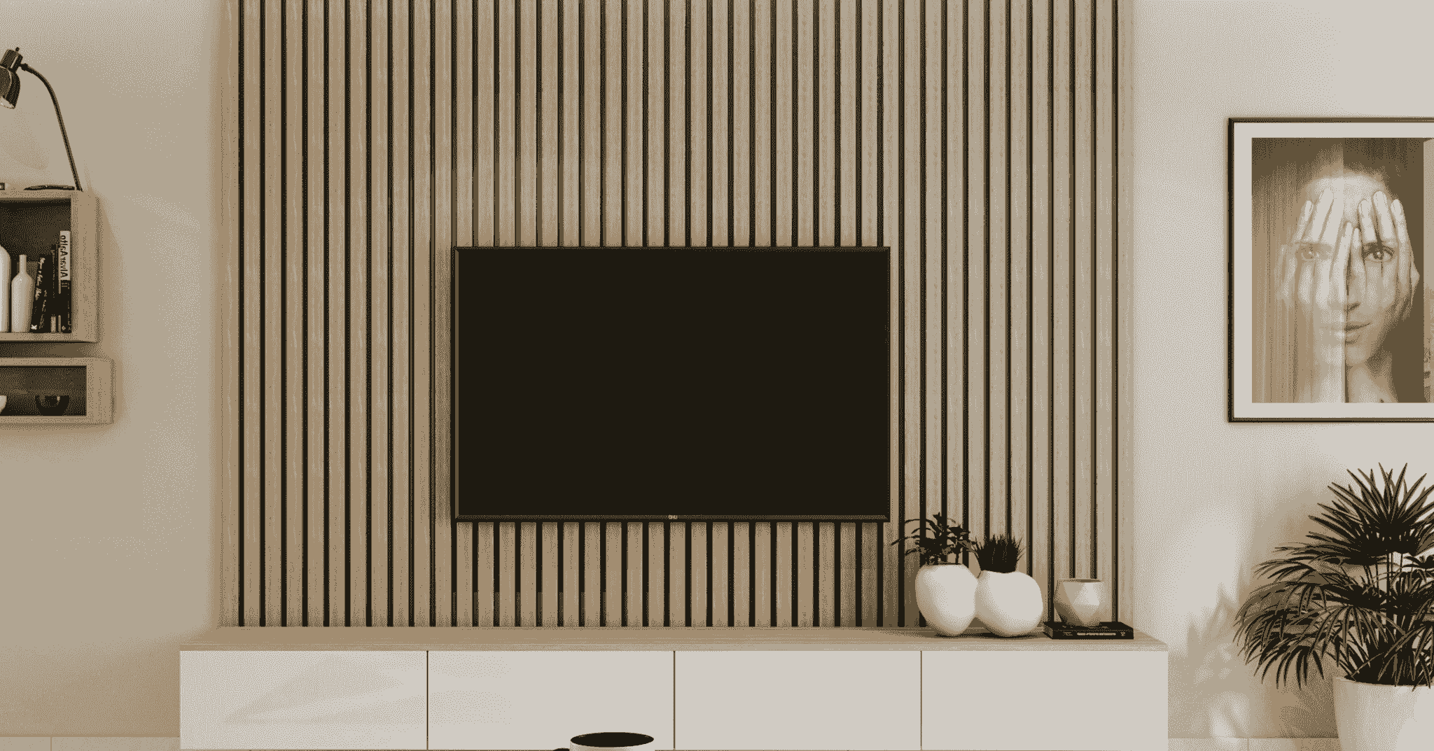 Stunning fluted panel tv wall showcasing elegant design.