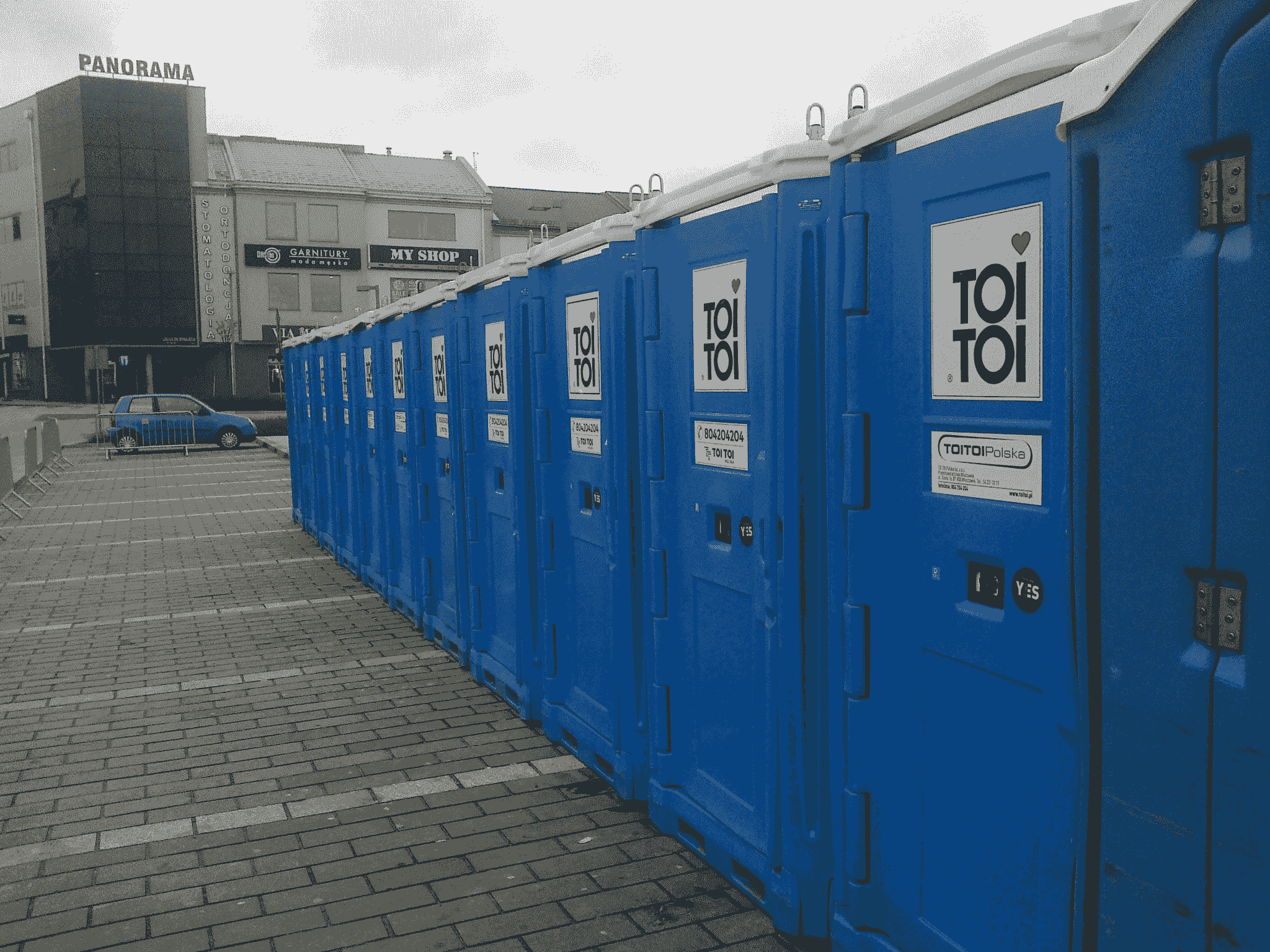Colorful portable toilet options available from PreFab Inc.