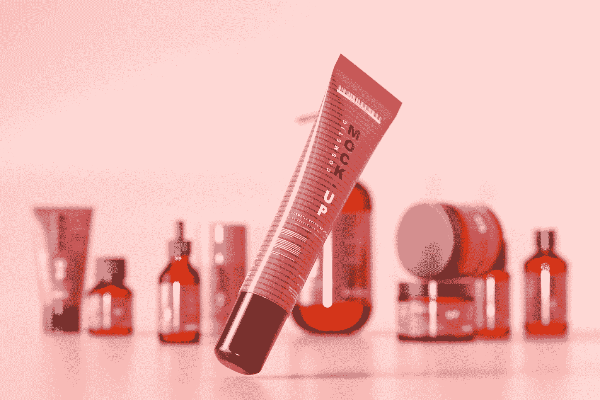 Image of cosmetics displayed on a table.