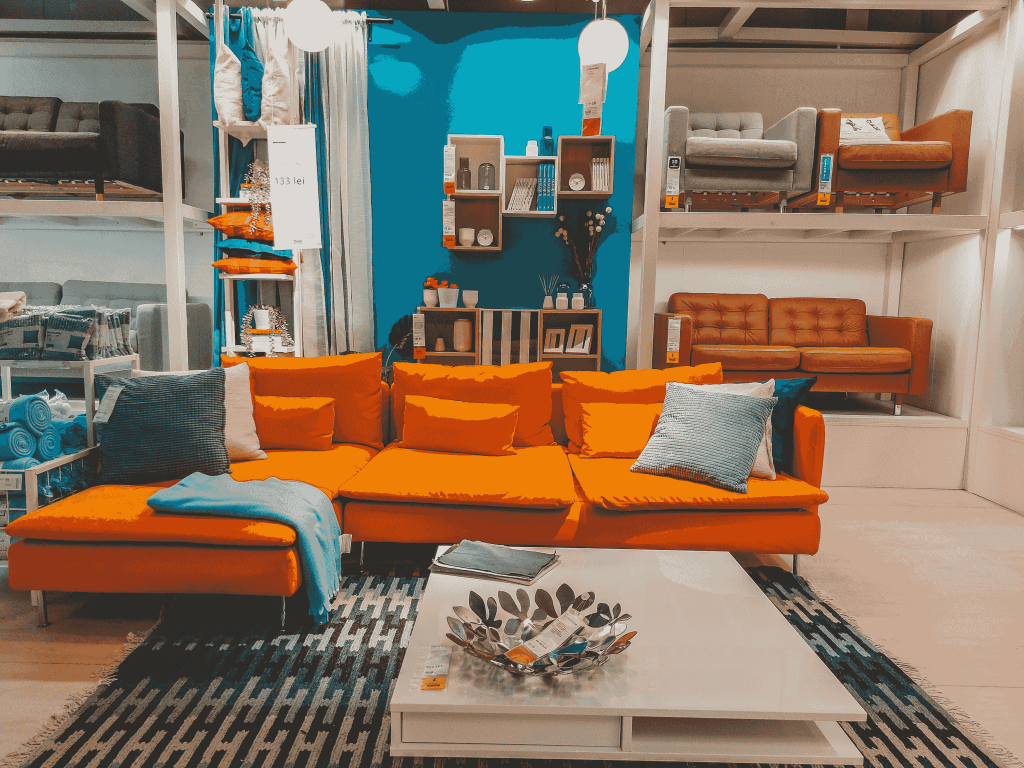 Stylish modern furniture showroom displaying profitable items to import from China