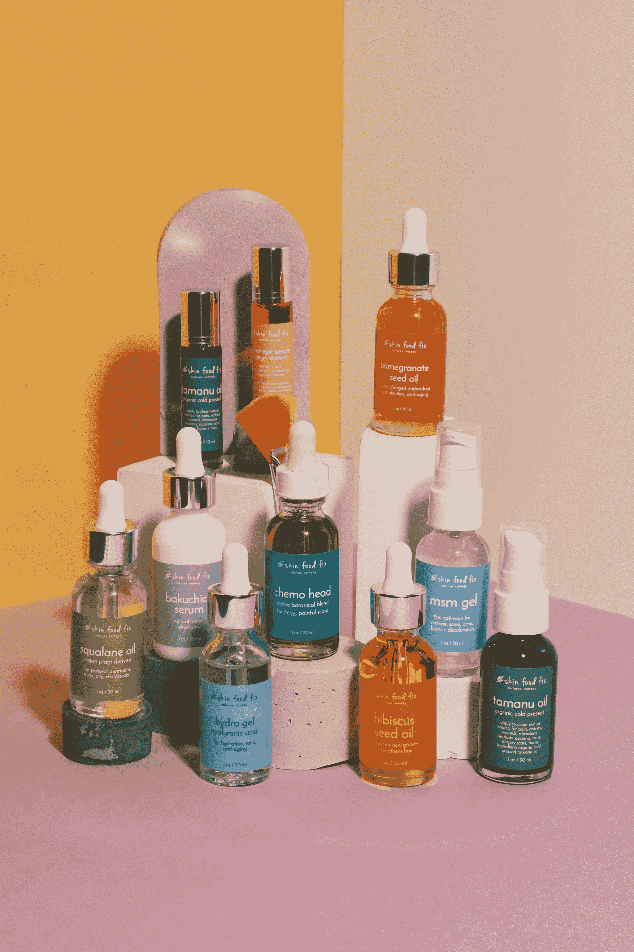 Colorful skincare products from China