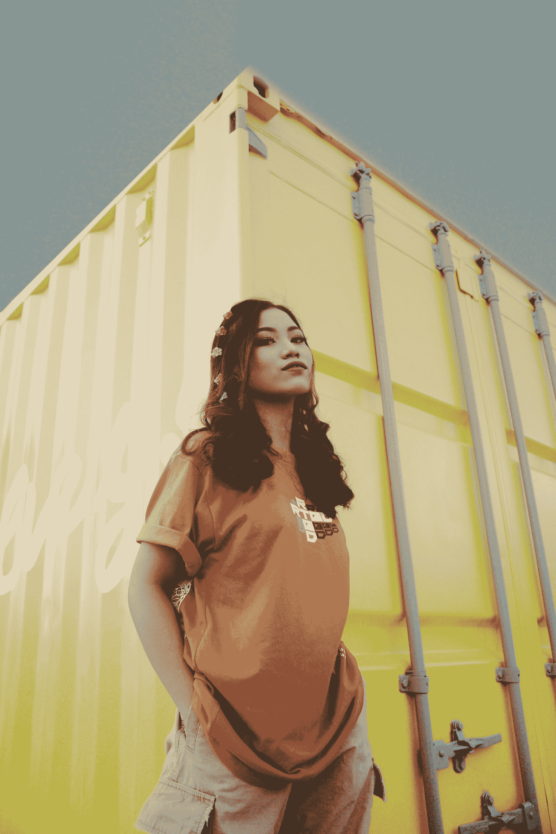 Modern, trendy pop-up shop created from repurposed prefabricated shipping containers.
