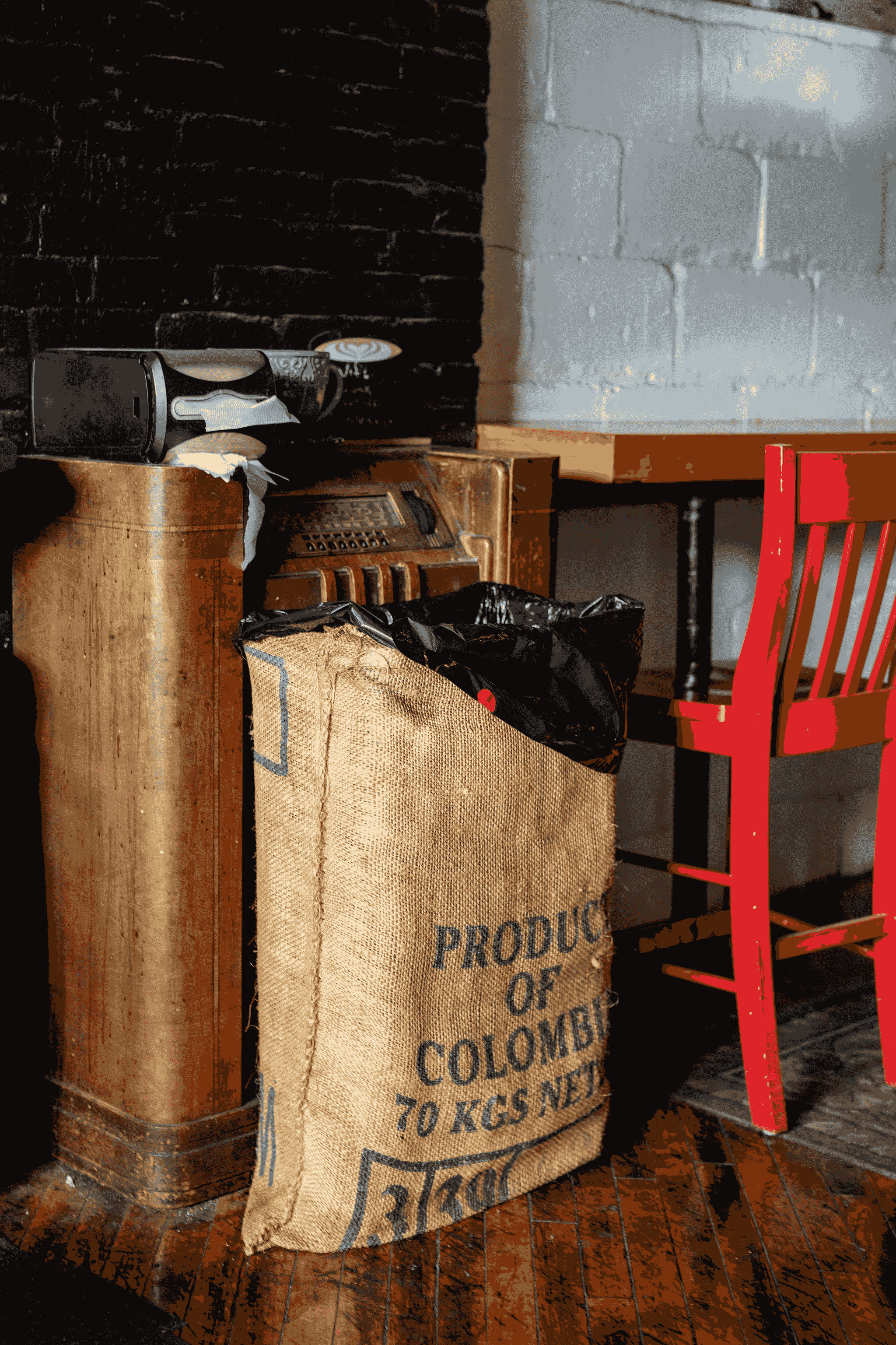 Coffee shop in a shipping container with creative upcycled decor