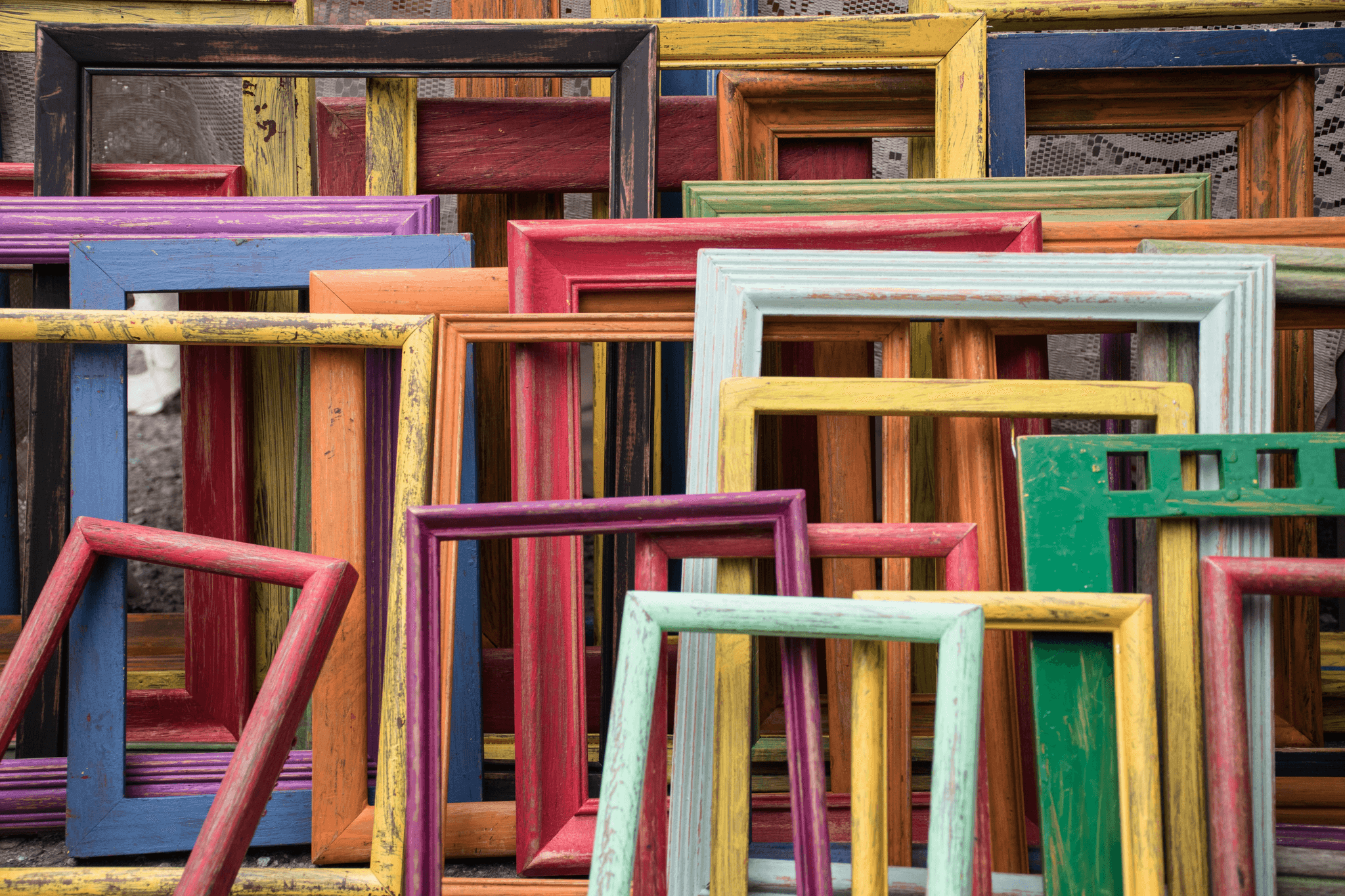 Colorful wooden frames