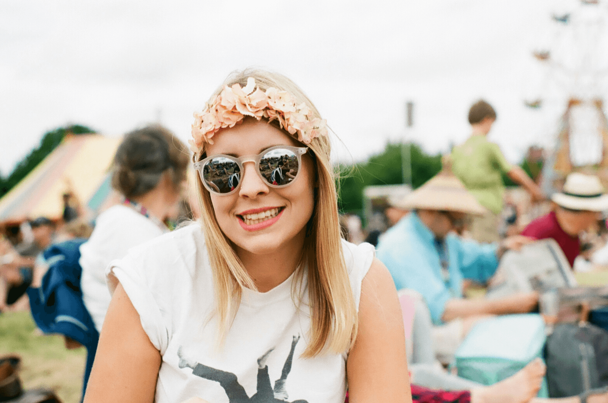 bulk sunglasses with logo at outdoor festival