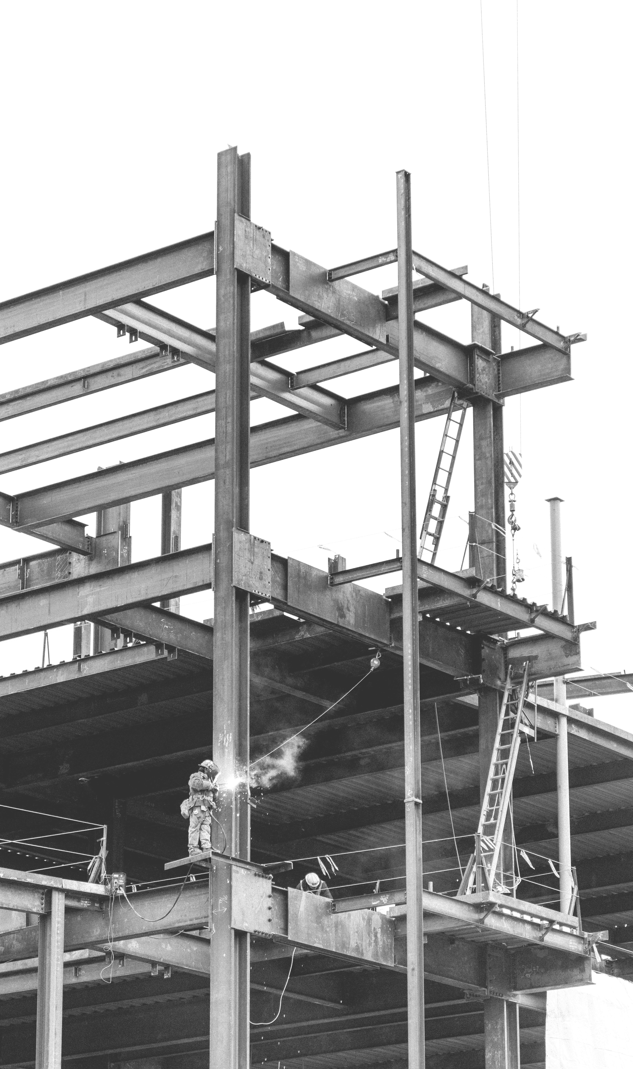 Construction site showcasing a modern steel structure warehouse
