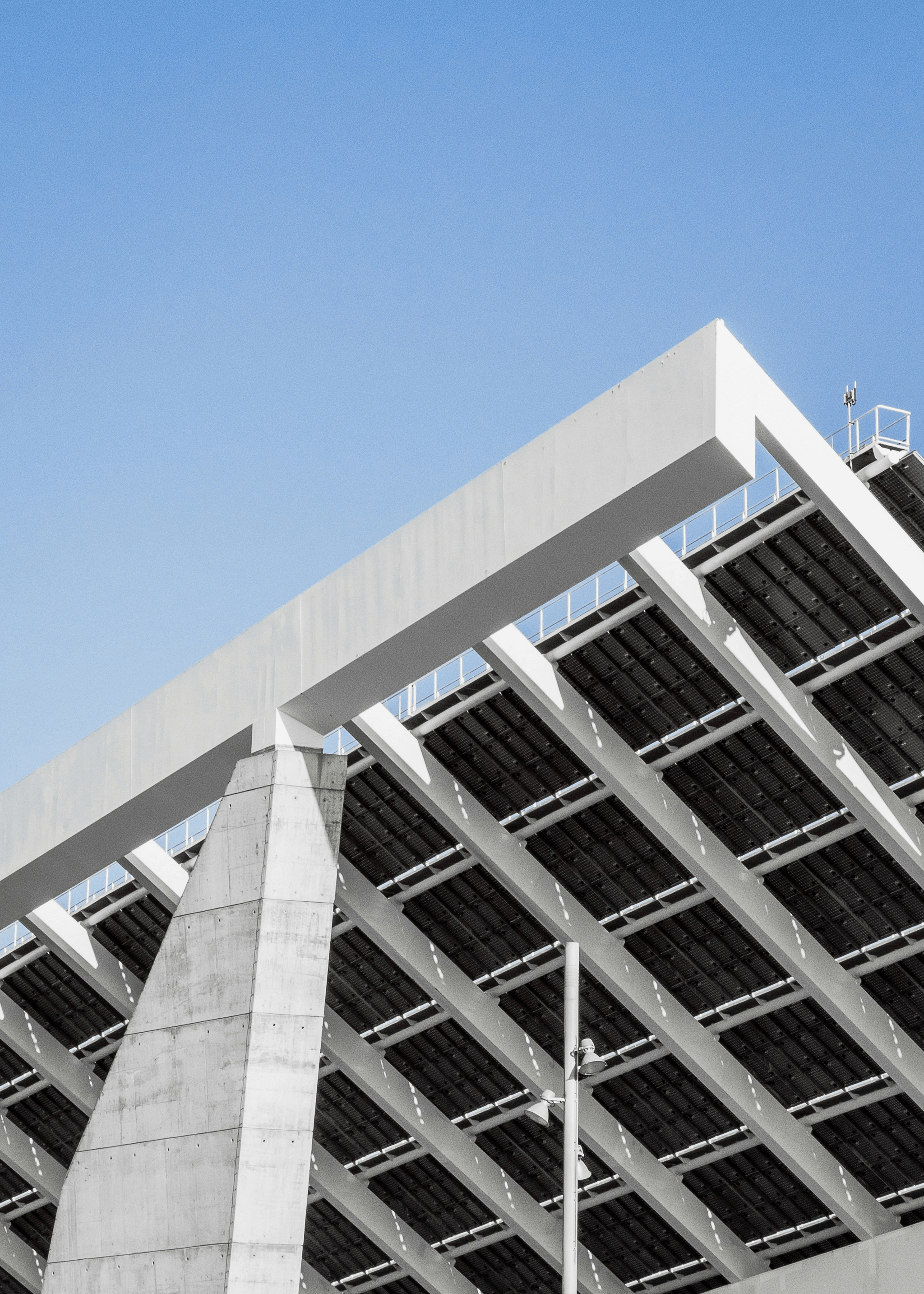 modern steel frame house with solar panels