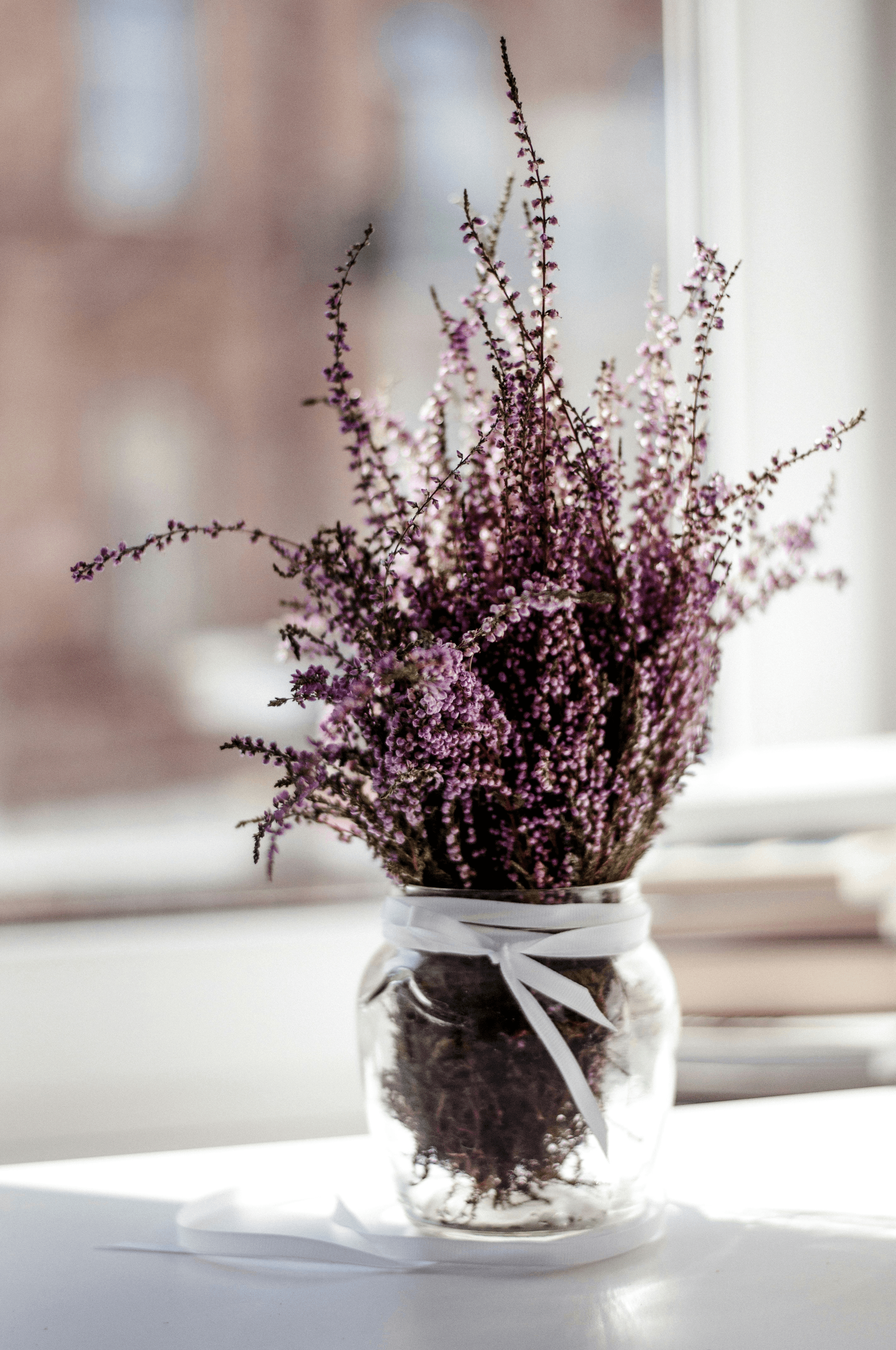 Lavender bouquet arrangement adding beauty to the room