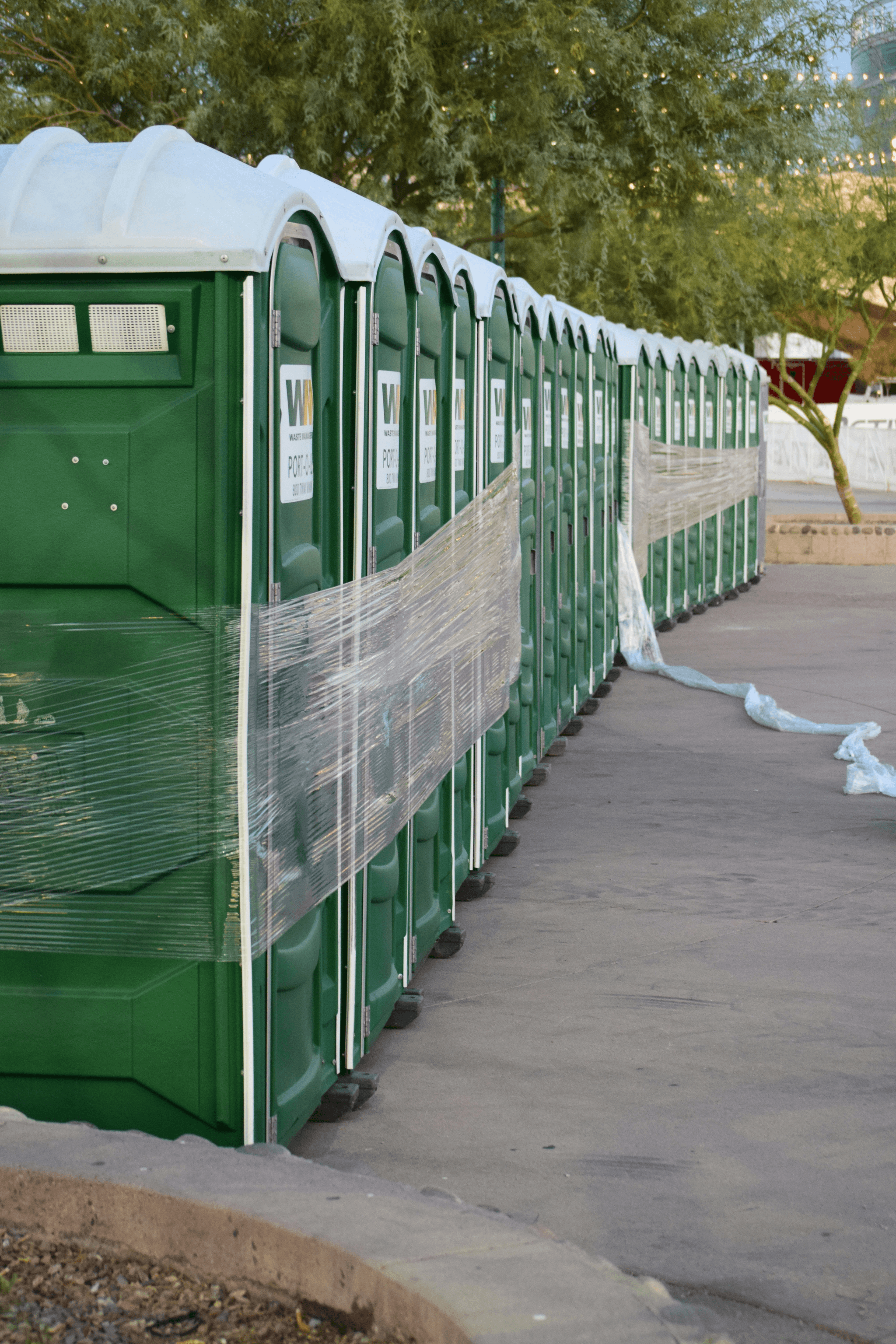 Innovative construction site toilets equipped with smart technology.