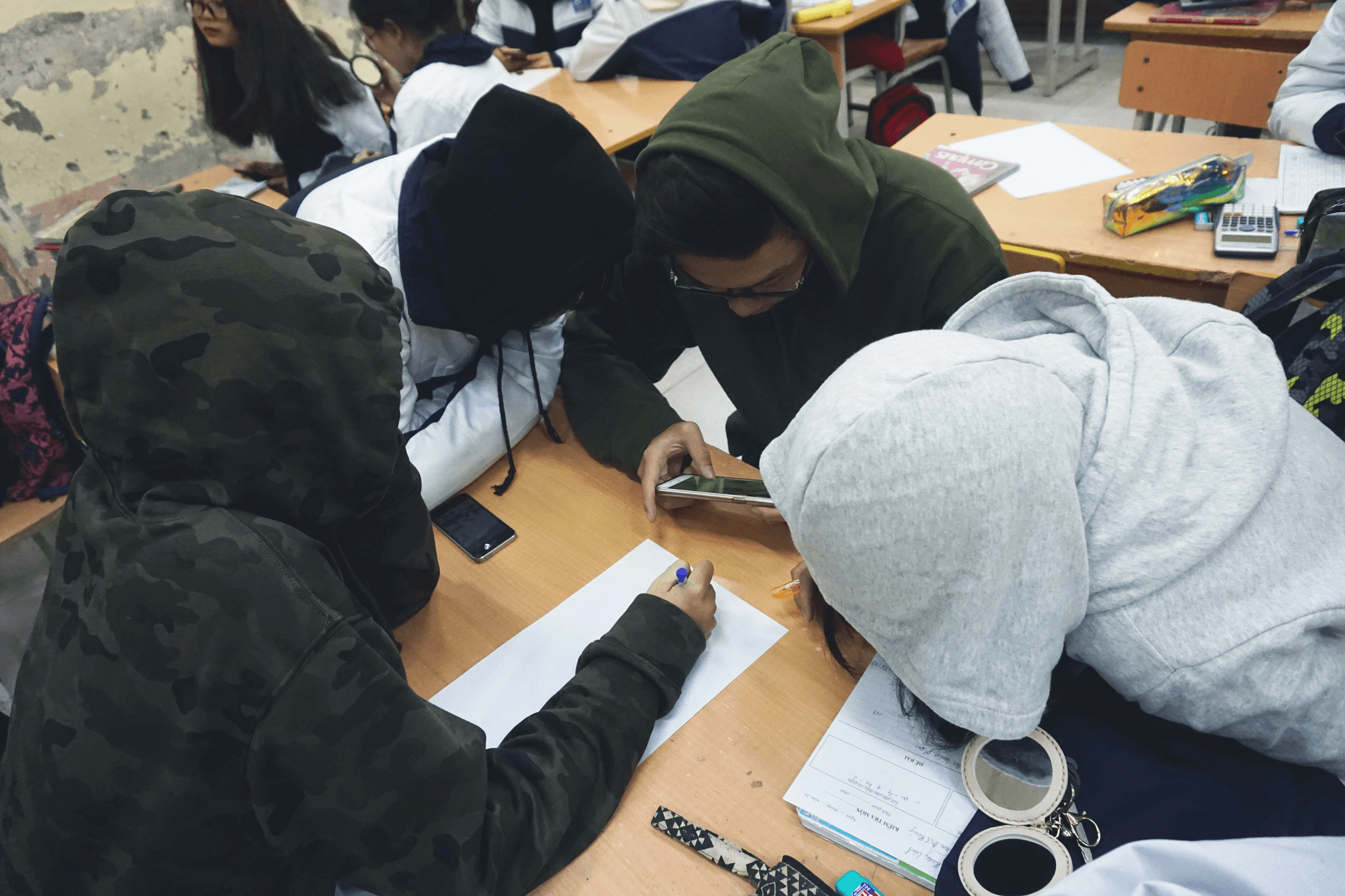 Students enjoying interactive lessons in new portable school buildings.