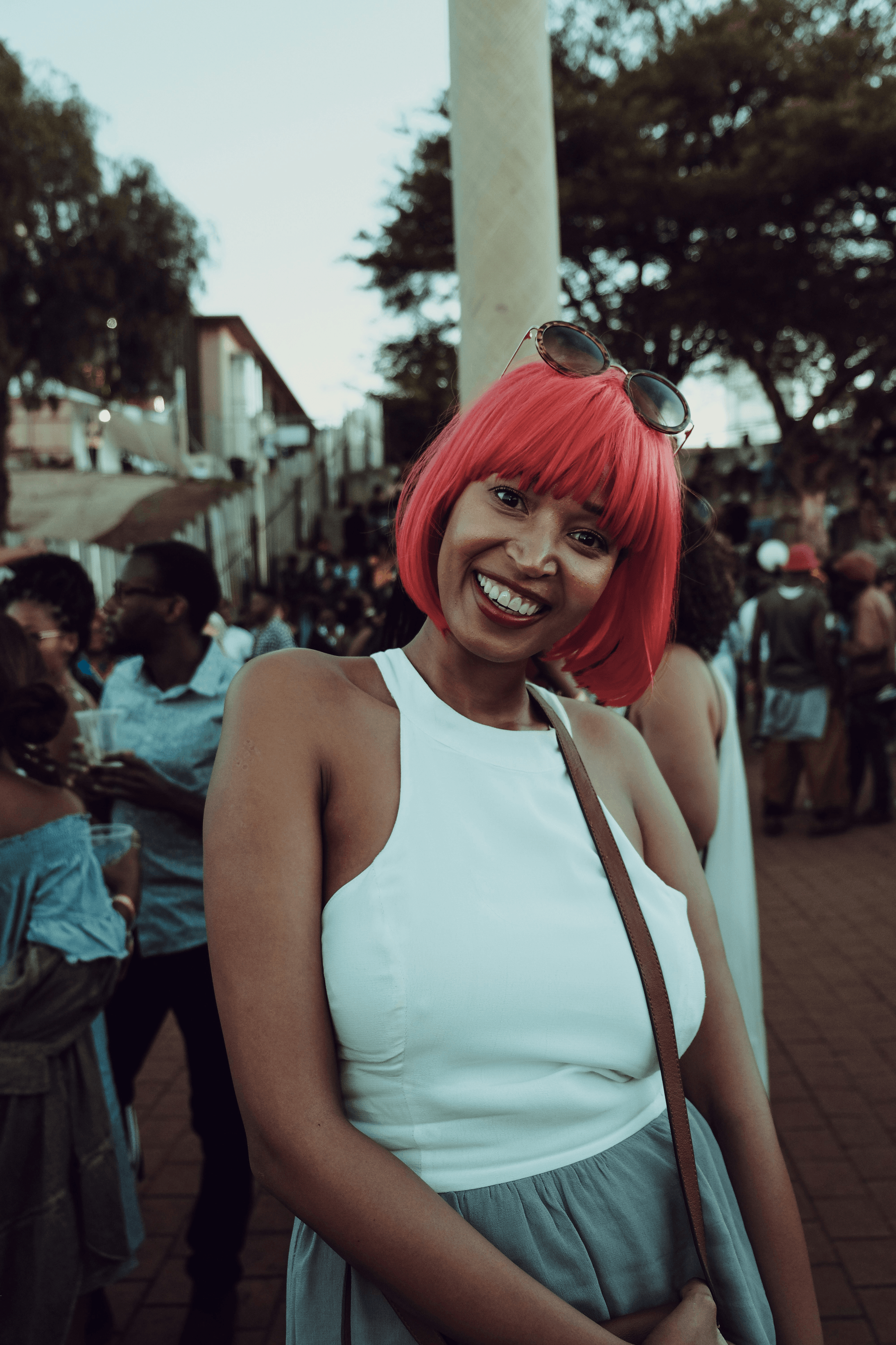 Woman wearing clip in extensions styled bob wig