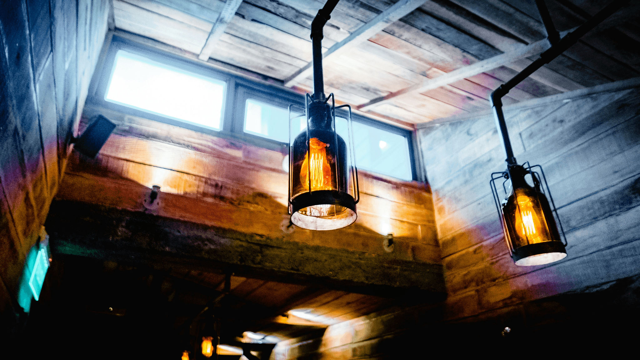 Container Coffee Shop Design - Industrial Lighting Fixtures