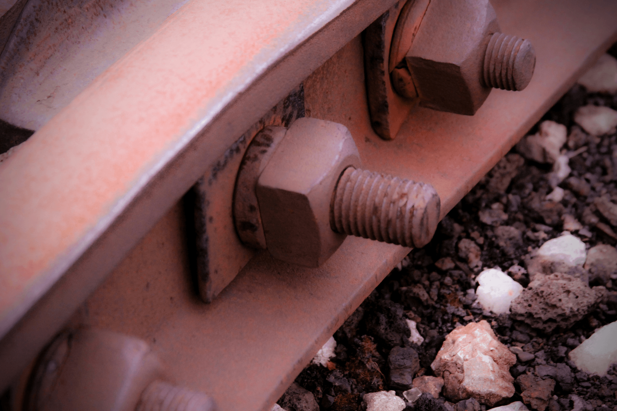 Various types of bolts used in railway construction
