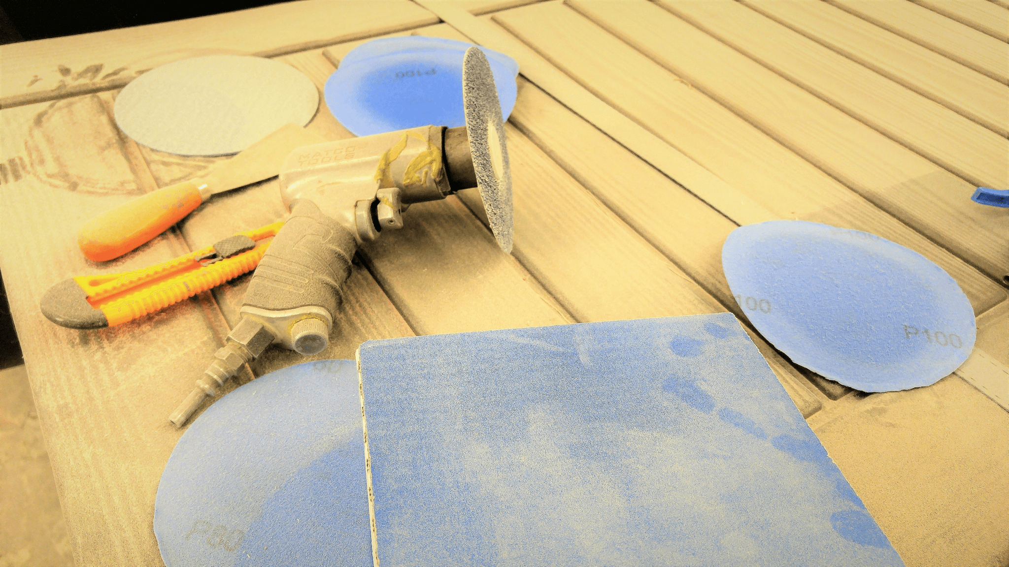 workspace prepared for applying bonding glue