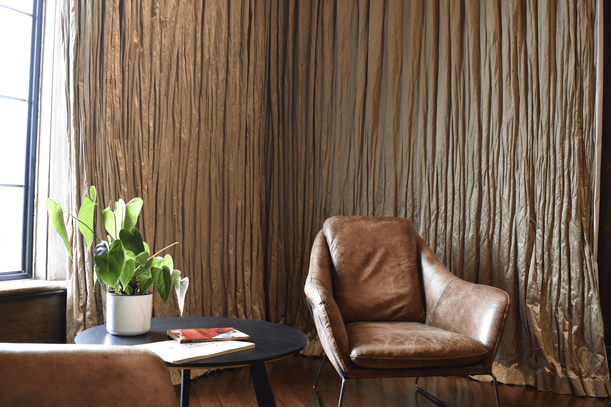 Customized drapes being chosen at curtain factory