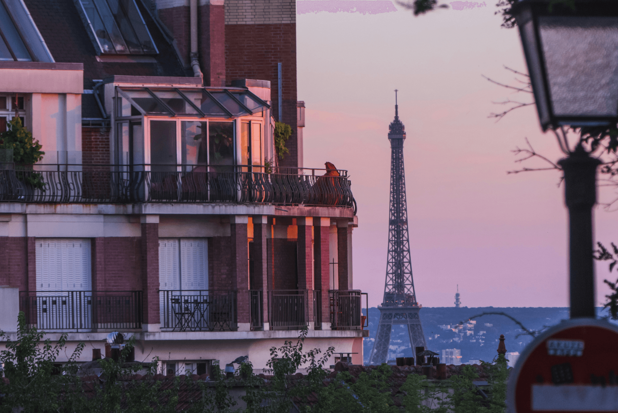 Luxury travel: A view of Eiffel Tower from an elegant hotel suite