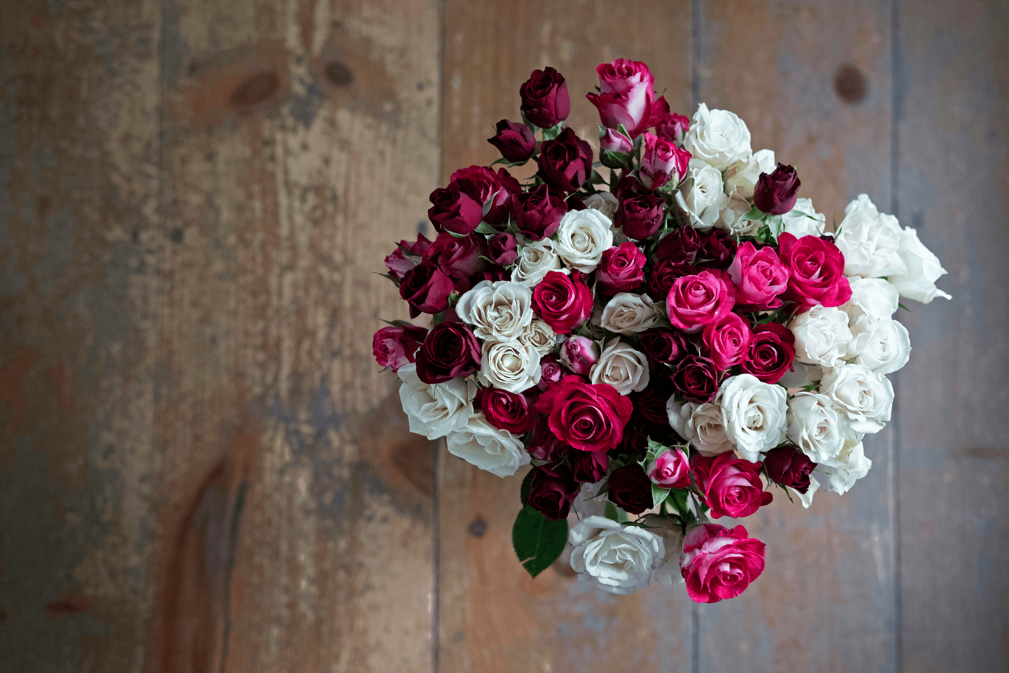 Lovely white rose and lavender bouquet on display
