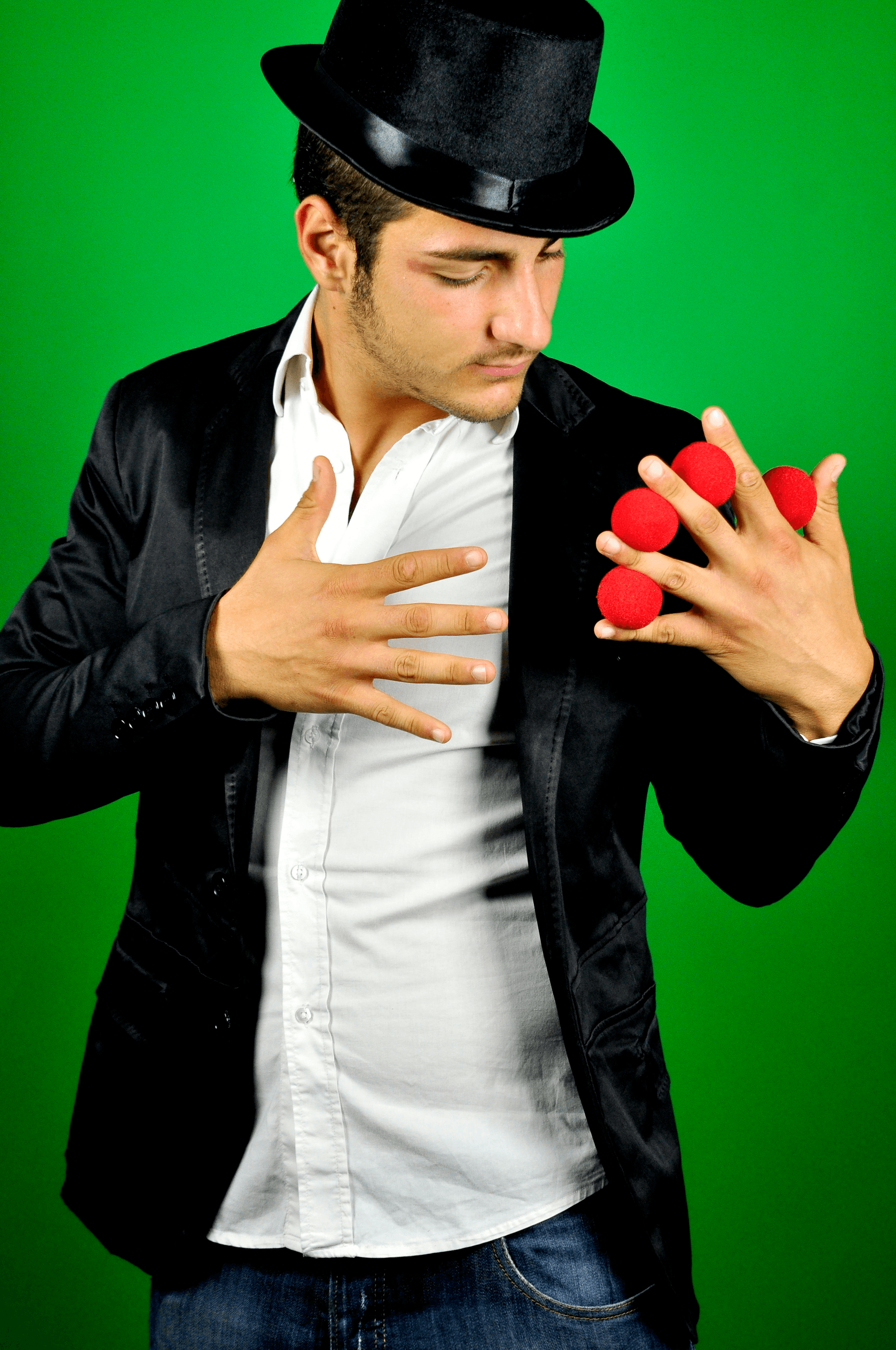 Famous magician performing self bending fork trick