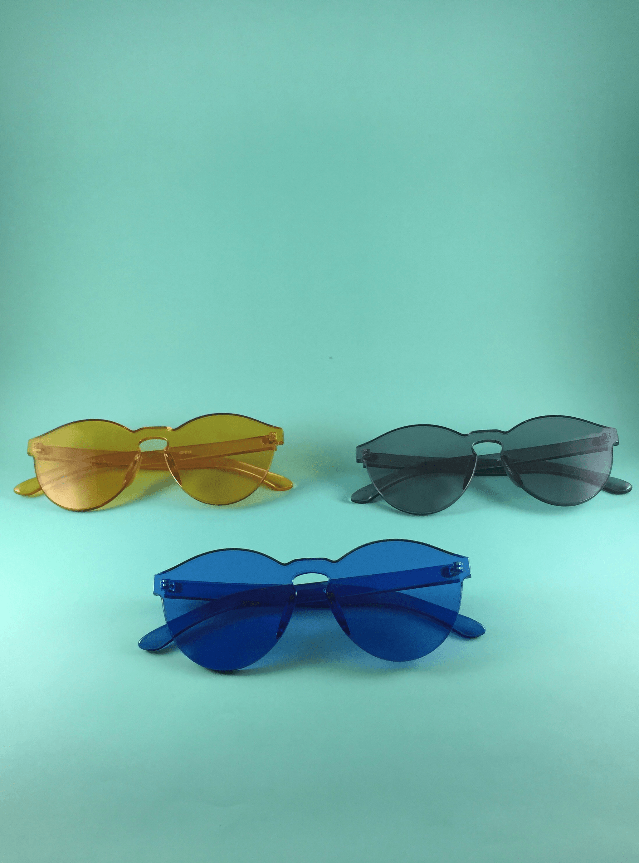 sunglass material showcased through different frame styles