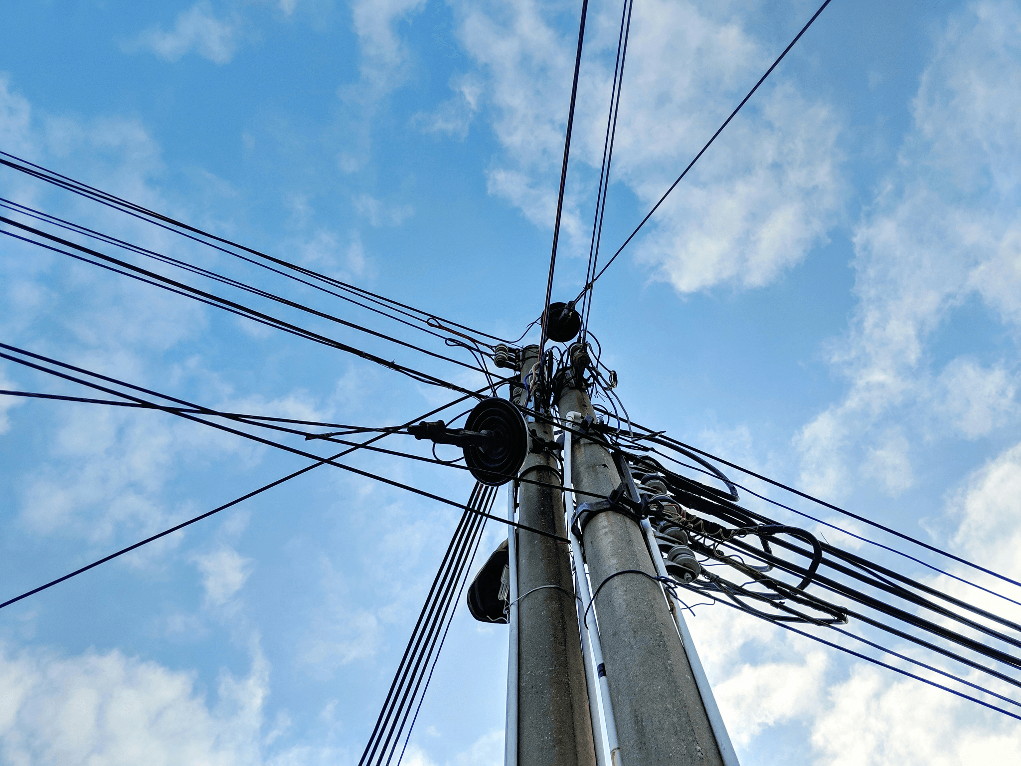 power pole guide wire installation setup with tools