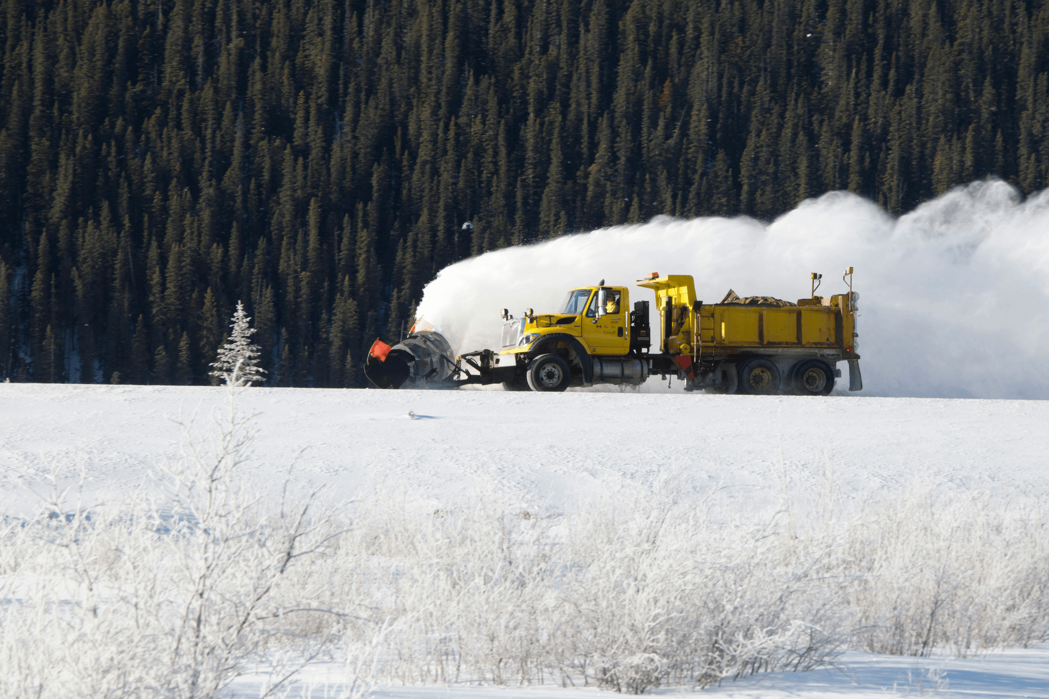Big snowblower efficiently clearing heavy snowfall.