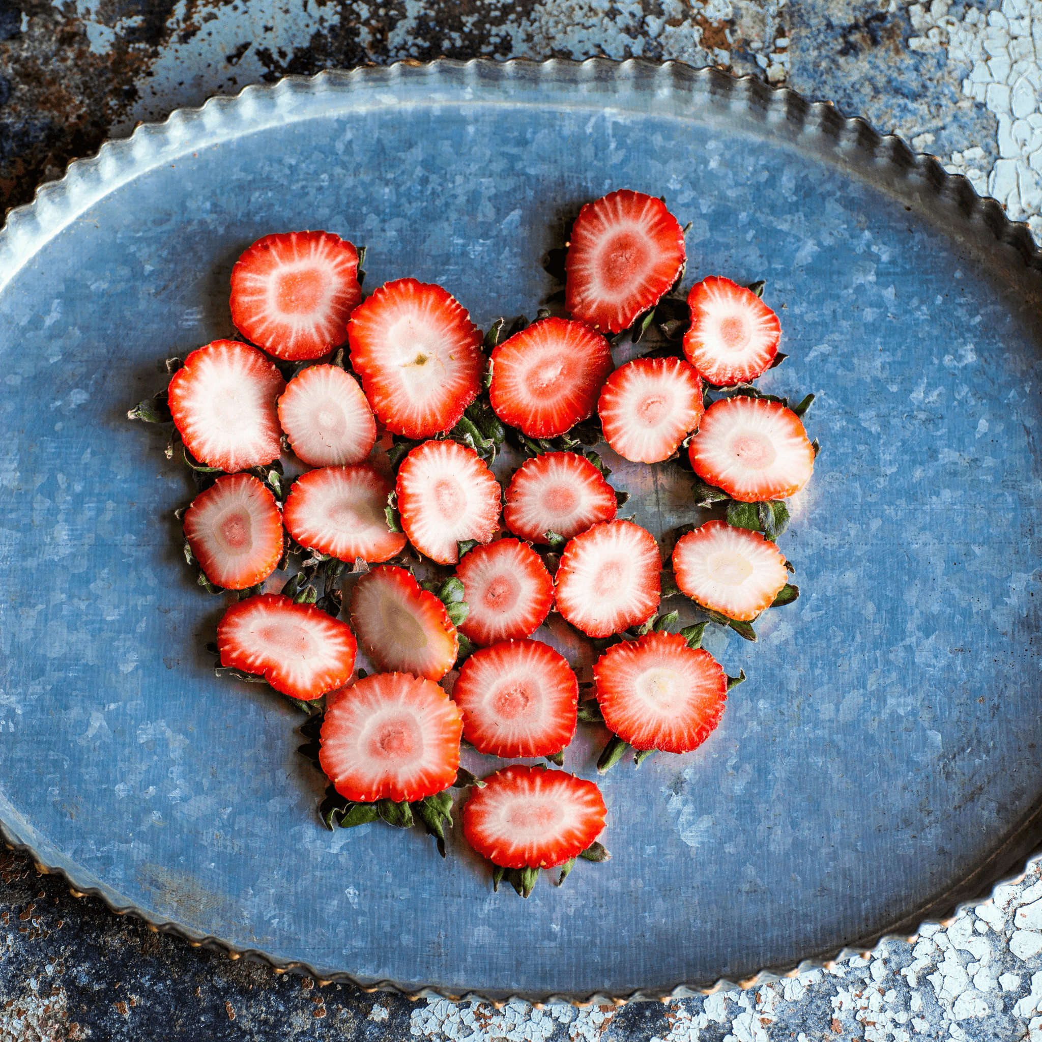 frozen dried strawberries showcased on wooden background