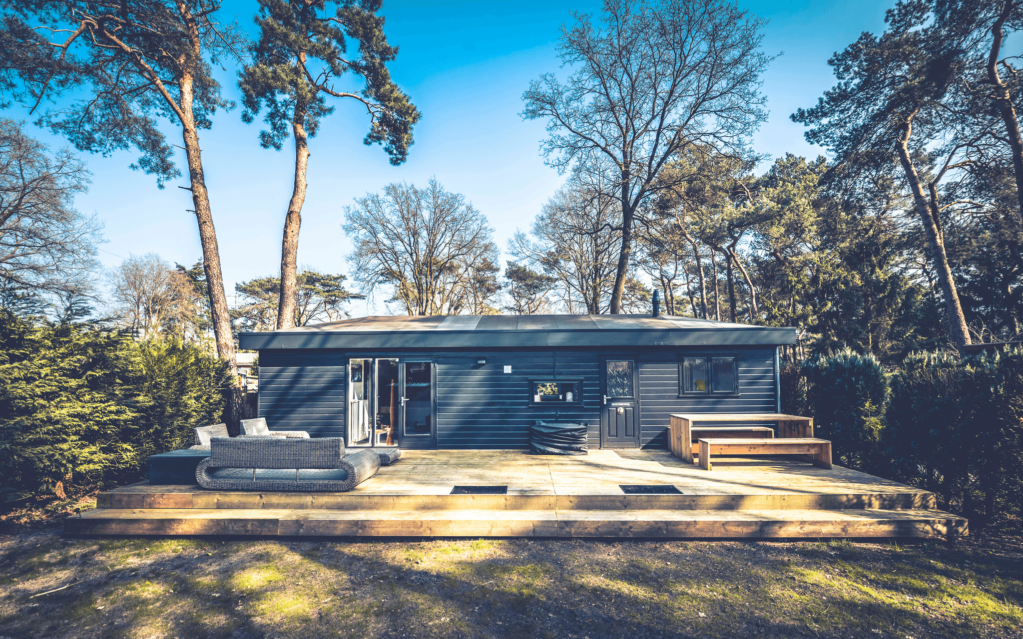Prefab modern cabins in natural setting