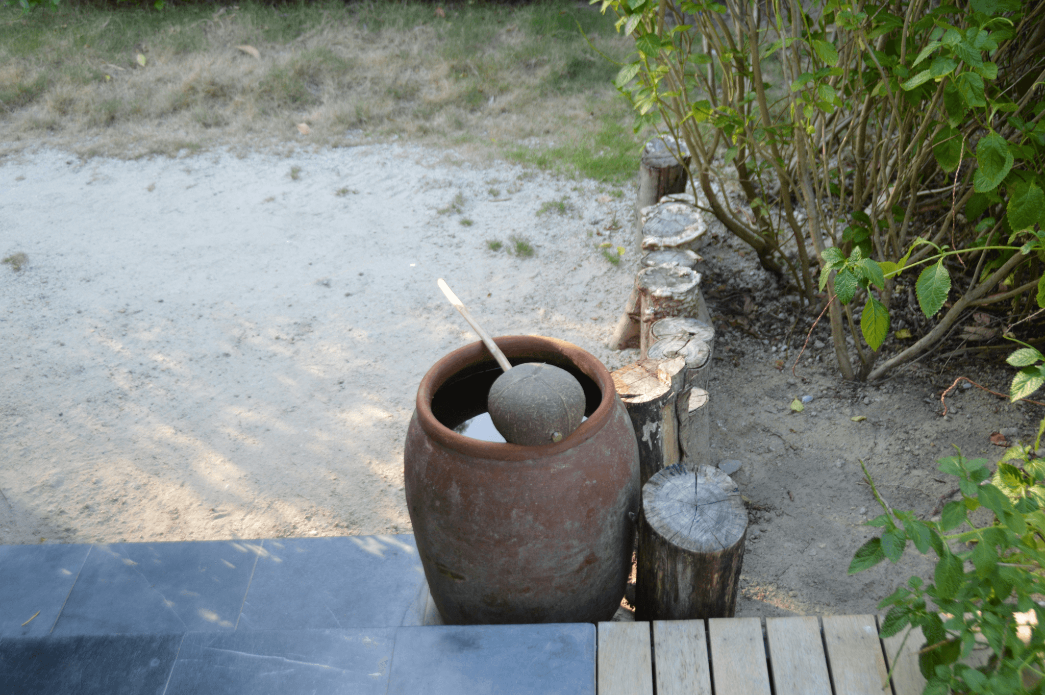 Unique container designs featuring fountains enhance tranquility.